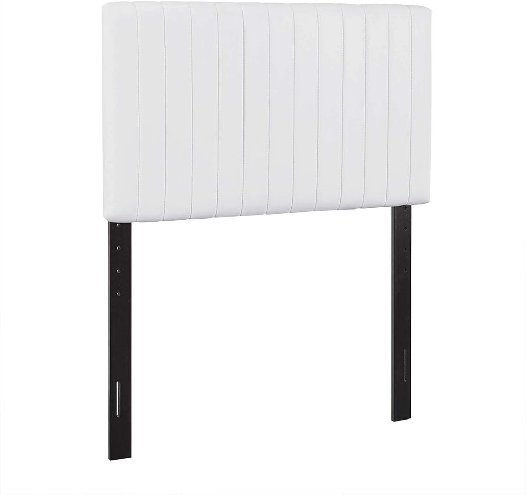 Modway Keira Channel Tufted Faux Leather Upholstered Twin Headboard in White