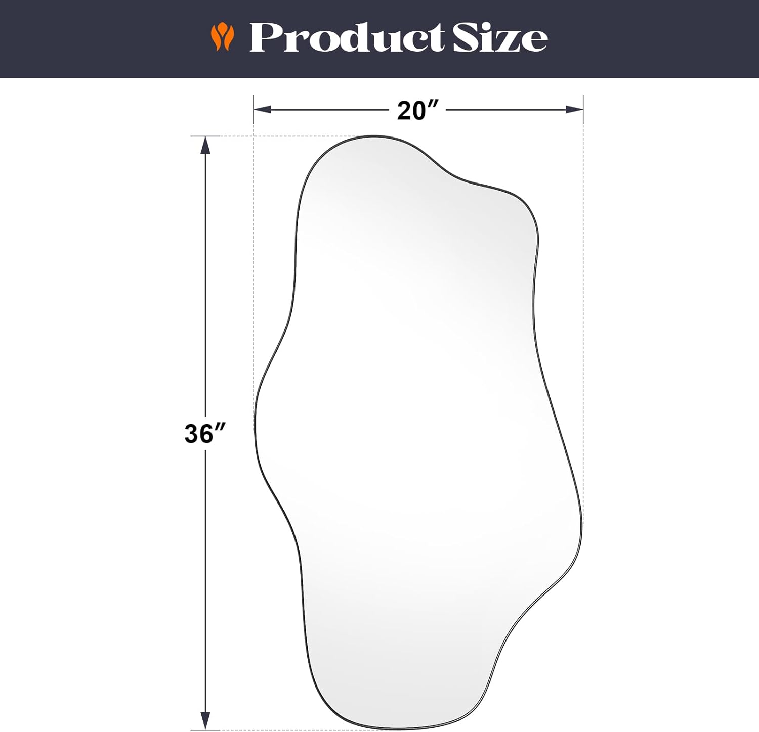 Irregular Wall Mirror, 20” x 36” Black Wavy Mirror with Modern Shaped, Asymmetrical Mirrors for Decorative Bathroom, Entryways, Living Room, Vanity