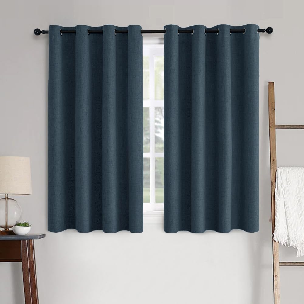MIULEE 100% Blackout Linen Textured Curtains for Bedroom Solid Thermal Insulated Natural Beige Grommet Room Darkening Curtains & Drapes Luxury Decor for Living Room Nursery 52 x 96 Inch (2 Panels)