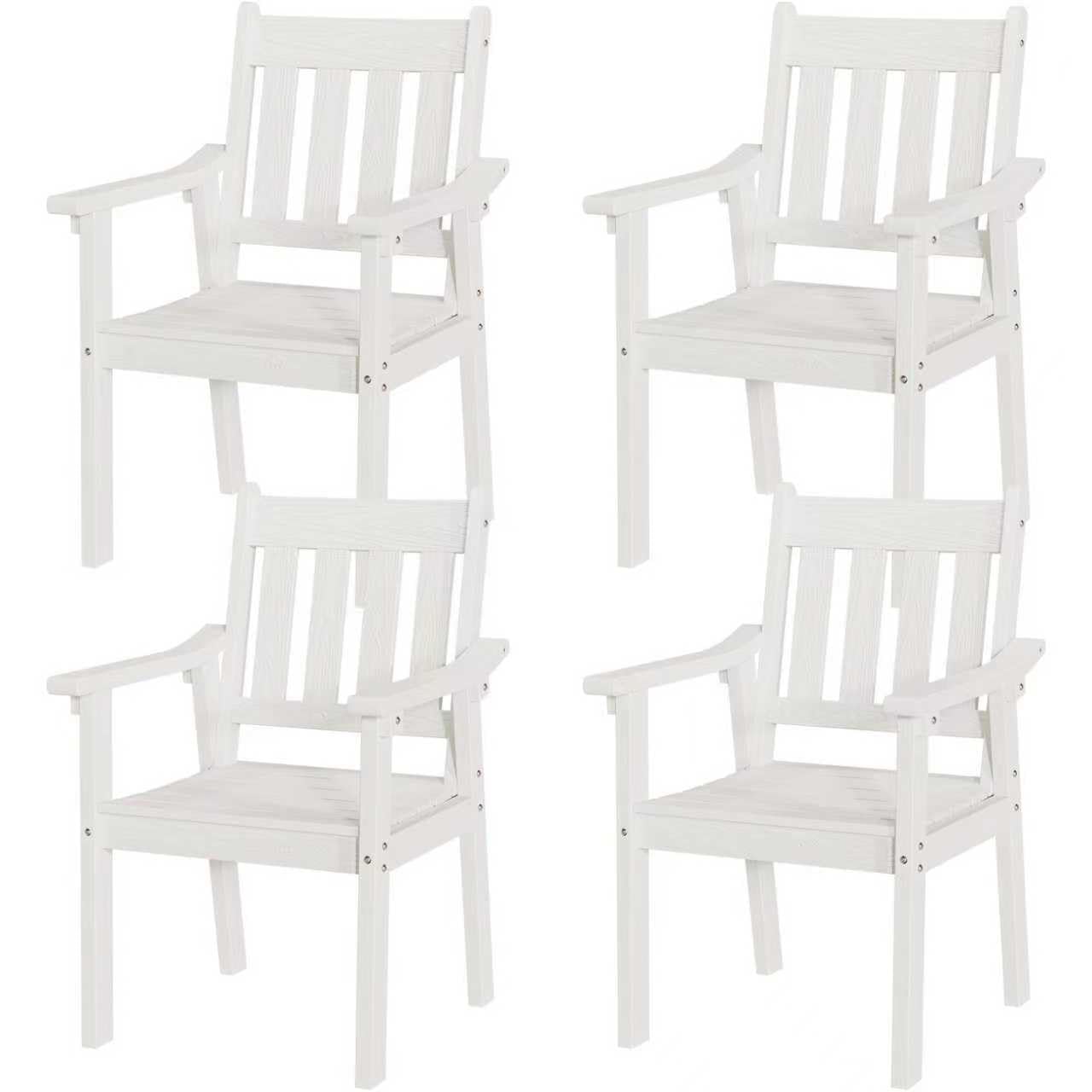 YEFU HIPS Patio Table Set: 7 Piece Outdoor Table and Chairs Dining Furniture Set with Umbrella Hole - Teak Modern Plastic Dining Sets 6 Person for Outside Deck with Metal Aluminum Frame