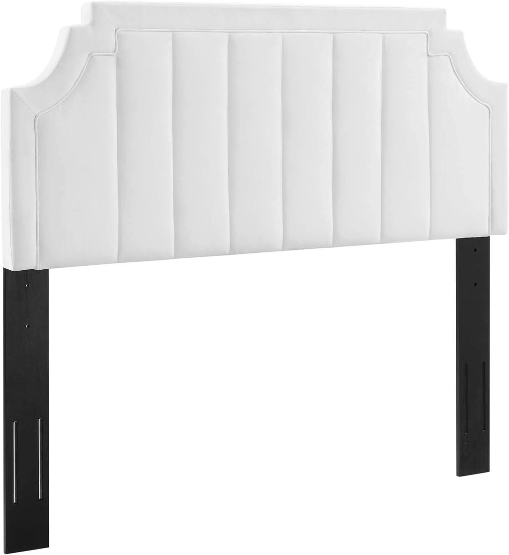 Modway Alyona Channel Tufted Performance Velvet Full/Queen Headboard in White