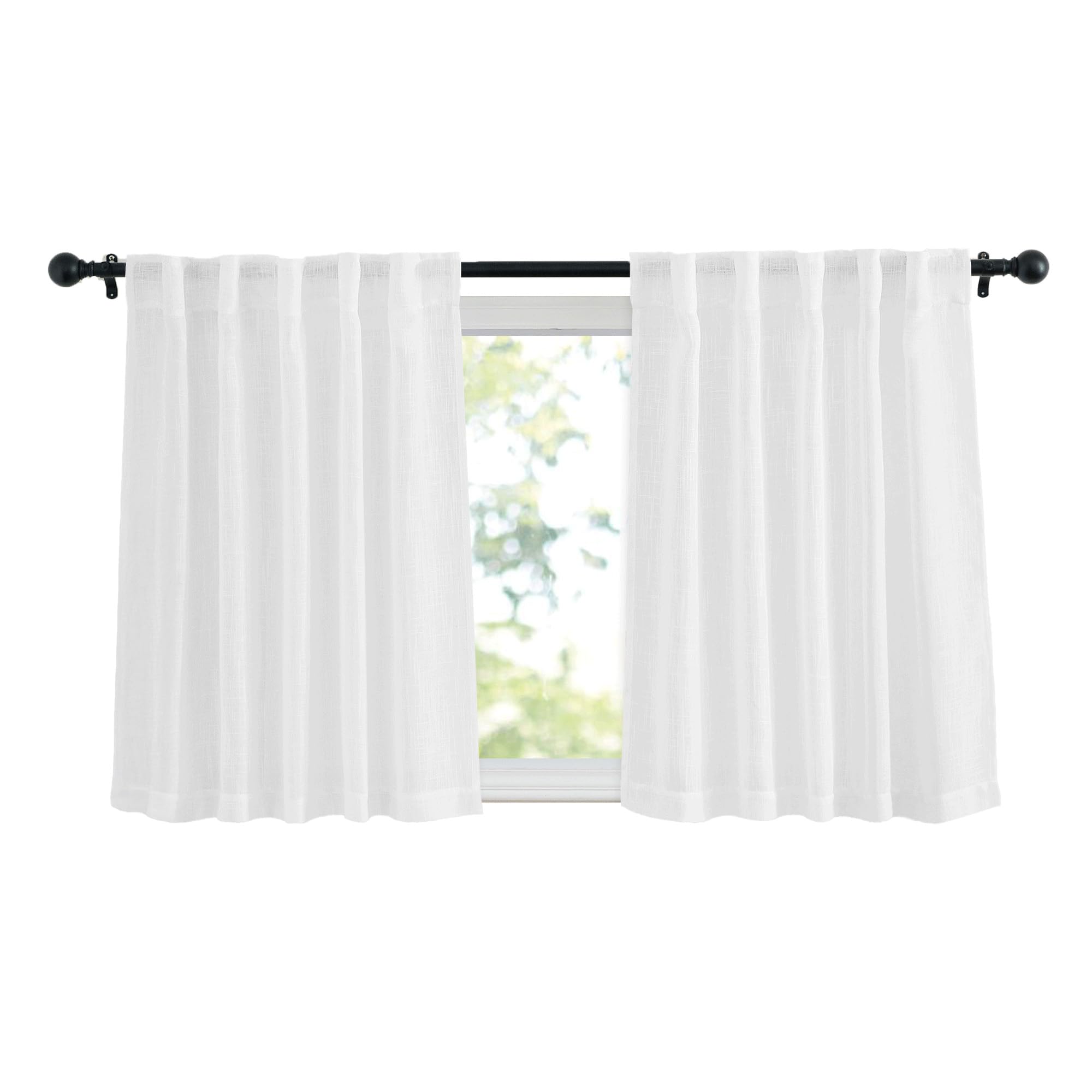 NICETOWN 120 inch Curtains Linen Blend for Bedroom, Rod Pocket & Back Tab Natural Linen Burlap Semi Sheer Window Treatments Privacy with Light Filtering for Living Room, W52 x L120, 2 Panels