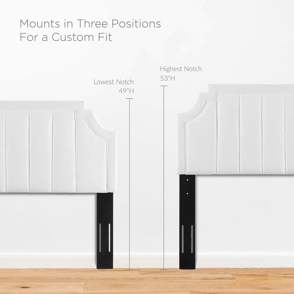 Modway Alyona Channel Tufted Performance Velvet Full/Queen Headboard in White