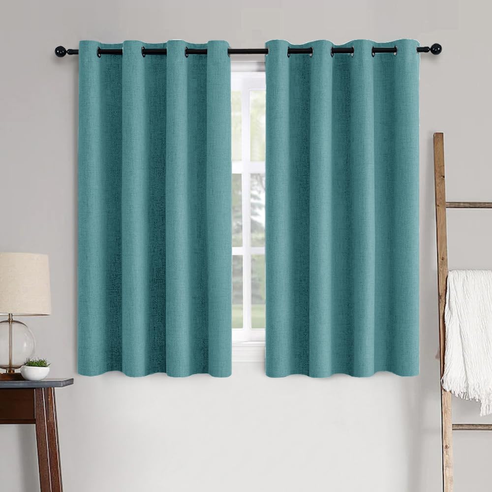 MIULEE 100% Blackout Linen Textured Curtains for Bedroom Solid Thermal Insulated Natural Beige Grommet Room Darkening Curtains & Drapes Luxury Decor for Living Room Nursery 52 x 96 Inch (2 Panels)