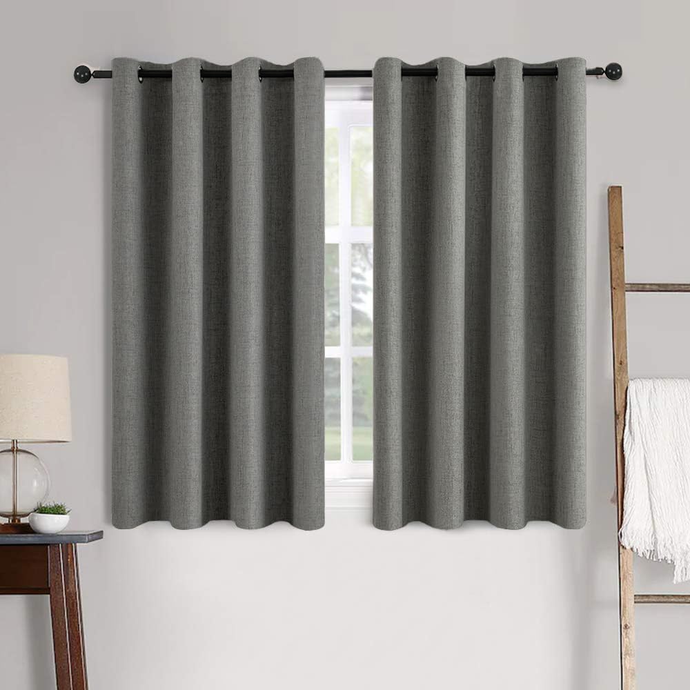 MIULEE 100% Blackout Linen Textured Curtains for Bedroom Solid Thermal Insulated Natural Beige Grommet Room Darkening Curtains & Drapes Luxury Decor for Living Room Nursery 52 x 96 Inch (2 Panels)