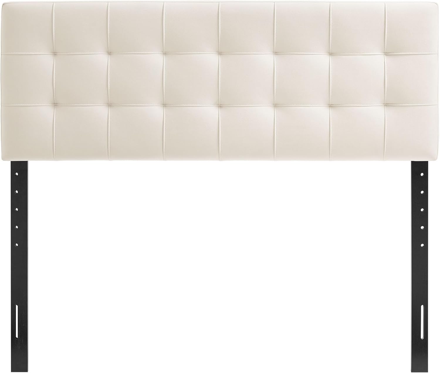 Modway Lily Performance Velvet Full Size Headboard with Biscuit Tufting in Alabaster - Stain-Resistant Upholstery with Padded Design and 5 Height-Adjustable Mounts
