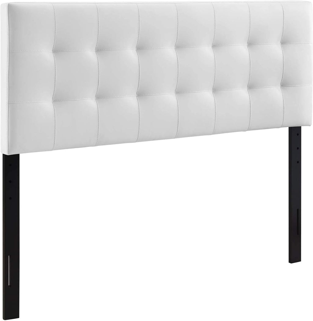Modway Lily Tufted Faux Leather Upholstered Full Headboard in White