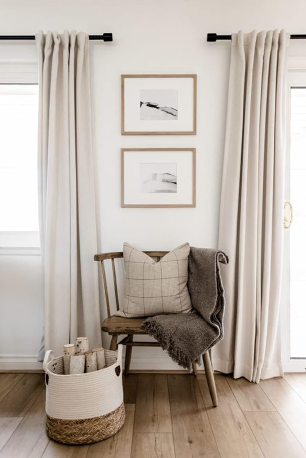 100% Blackout Shield Linen Blackout Curtains for Bedroom 90 Inches Long, Back Tab/Rod Pocket Living Room Drapes, Thermal Insulated Blackout Curtains 2 Panels Set, 50" W x 90" L,Cream