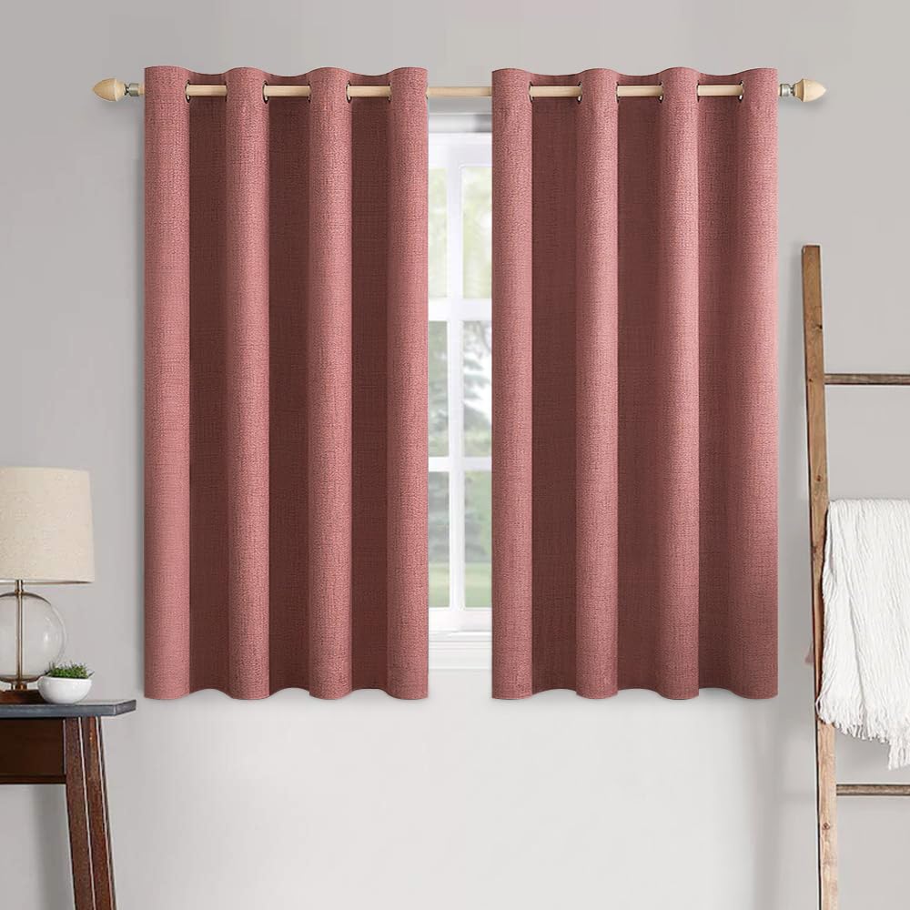 MIULEE 100% Blackout Linen Textured Curtains for Bedroom Solid Thermal Insulated Natural Beige Grommet Room Darkening Curtains & Drapes Luxury Decor for Living Room Nursery 52 x 96 Inch (2 Panels)