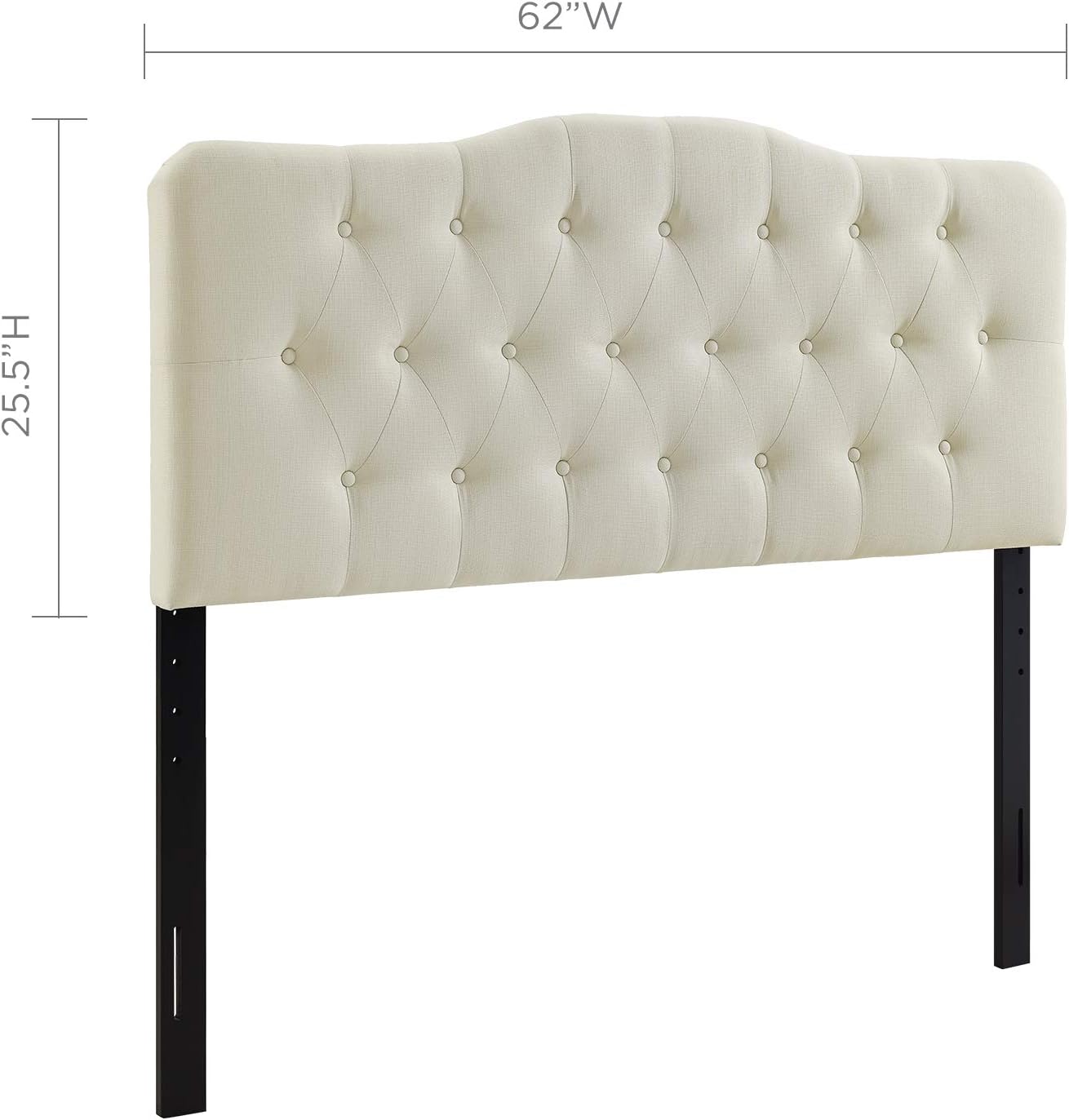 Modway Annabel Tufted Button Linen Fabric Upholstered Queen Headboard in Ivory