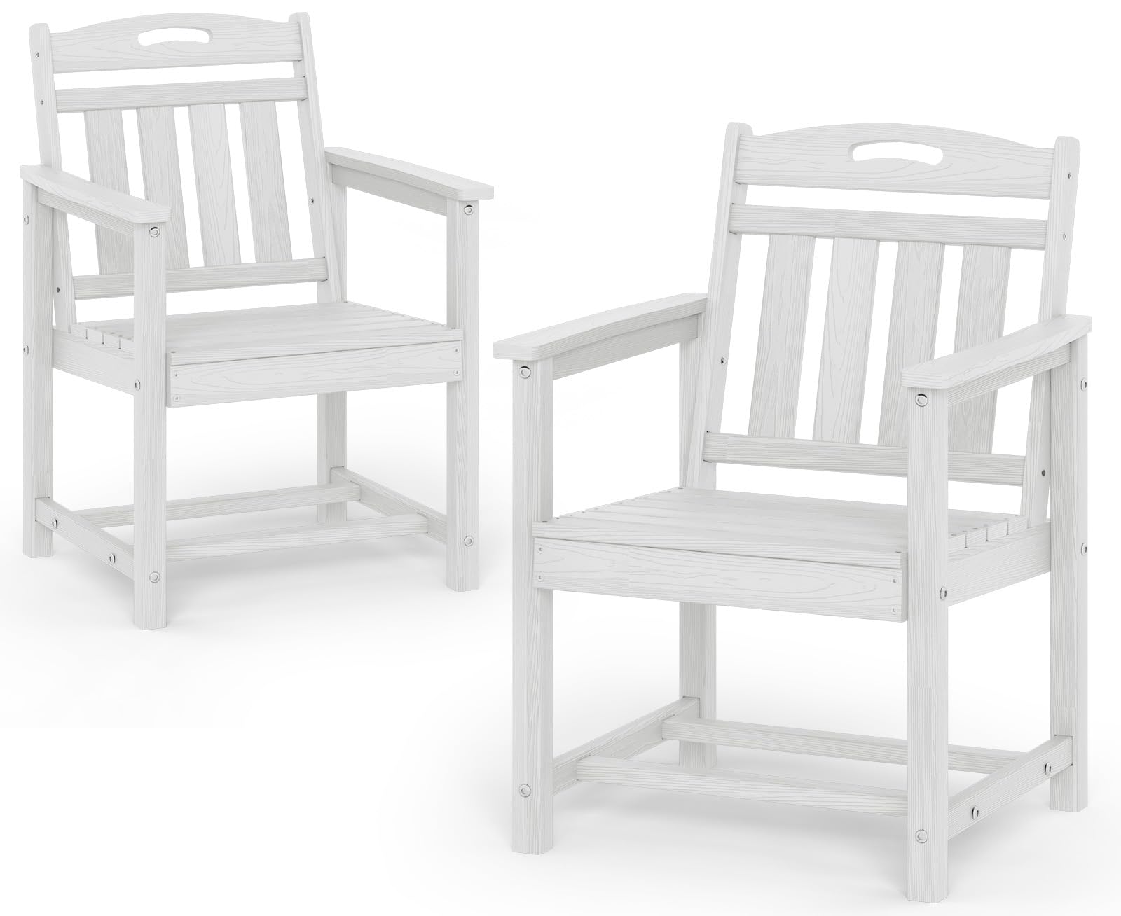 HDPE Outdoor Dining Set, Patio Table and Chairs Set, All-Weather 7-Piece Outside Table and 6 Chairs, 2" Umbrella Hole, Outdoor Furniture for Garden, Poolside, Backyard, Deck | Black