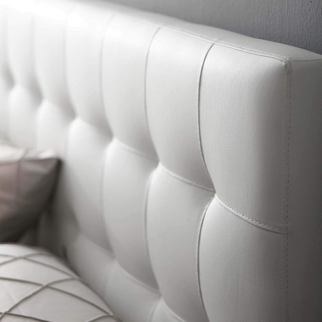Modway Lily Tufted Faux Leather Upholstered Full Headboard in White