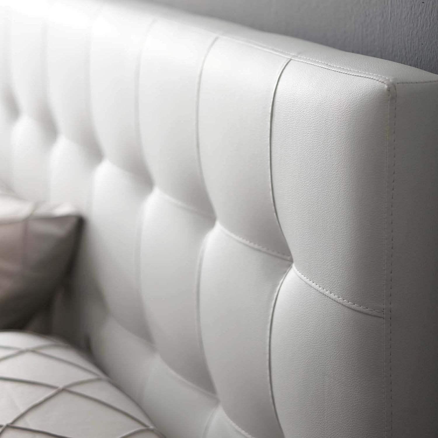 Modway Lily Tufted Faux Leather Upholstered Full Headboard in White