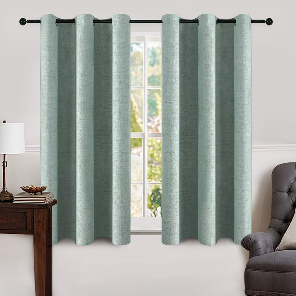 MIULEE 100% Blackout Linen Textured Curtains for Bedroom Solid Thermal Insulated Natural Beige Grommet Room Darkening Curtains & Drapes Luxury Decor for Living Room Nursery 52 x 96 Inch (2 Panels)