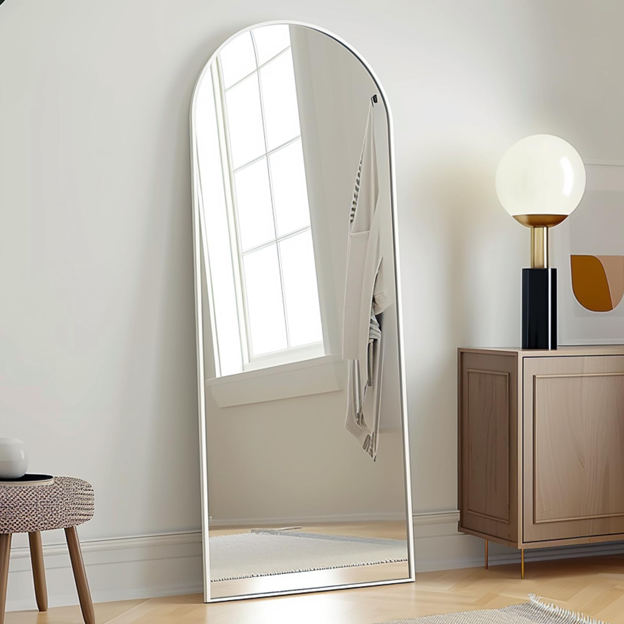 Prywot Arched Full Length Mirror, 70"x26" Free Standing Floor Mirror, Modern Full Body Mirrors with Stand, Wall Mirrors with Aluminum Alloy Frame for Bedroom,Living Room, Gold