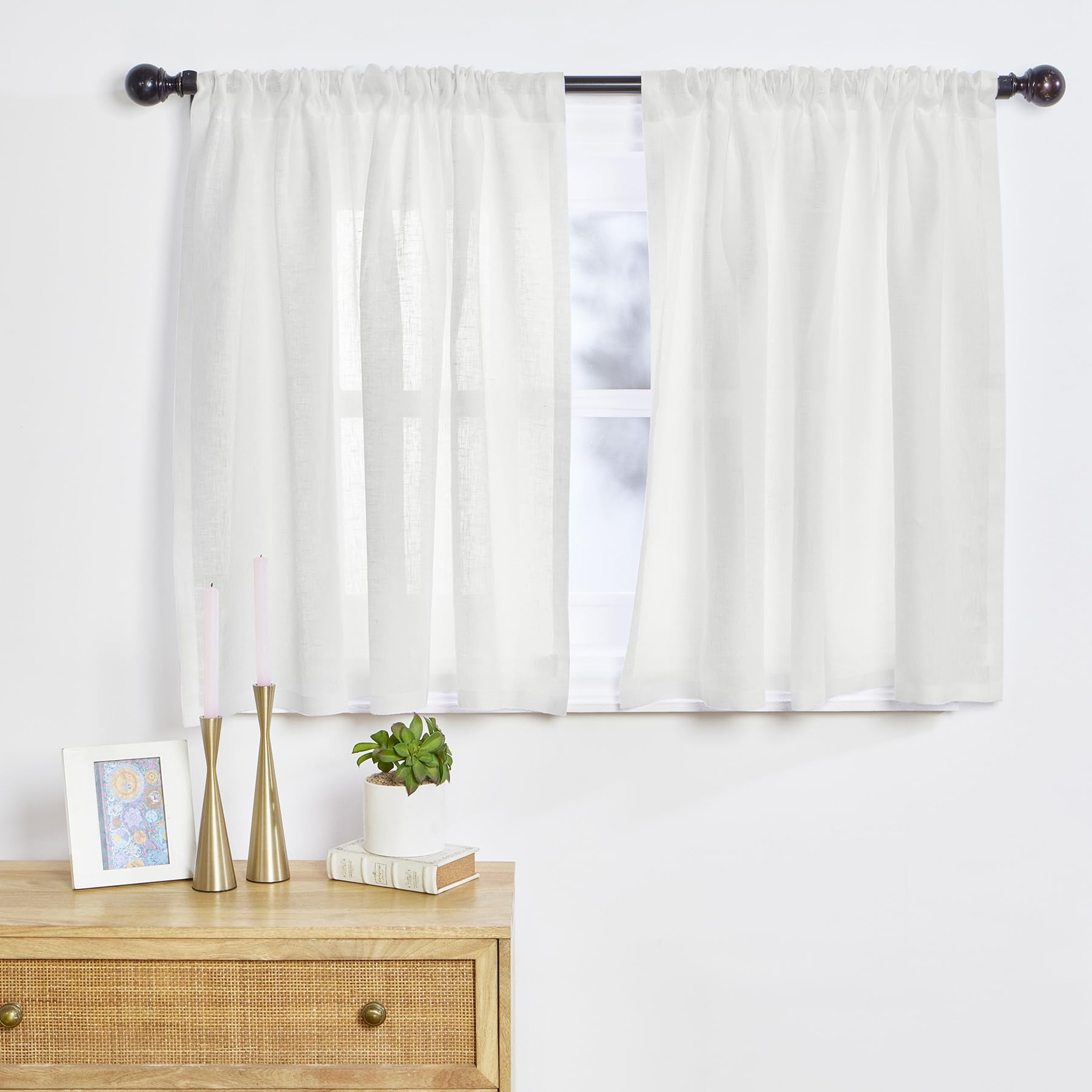 Solino Home Light Natural Linen Sheer Curtain 84 Inch - 100% Pure Linen European Flax Window Treatment Panel 52 x 84 Inch - Light Filtering Rod Pocket Curtain for Living Room, Bedroom - 1 Panel