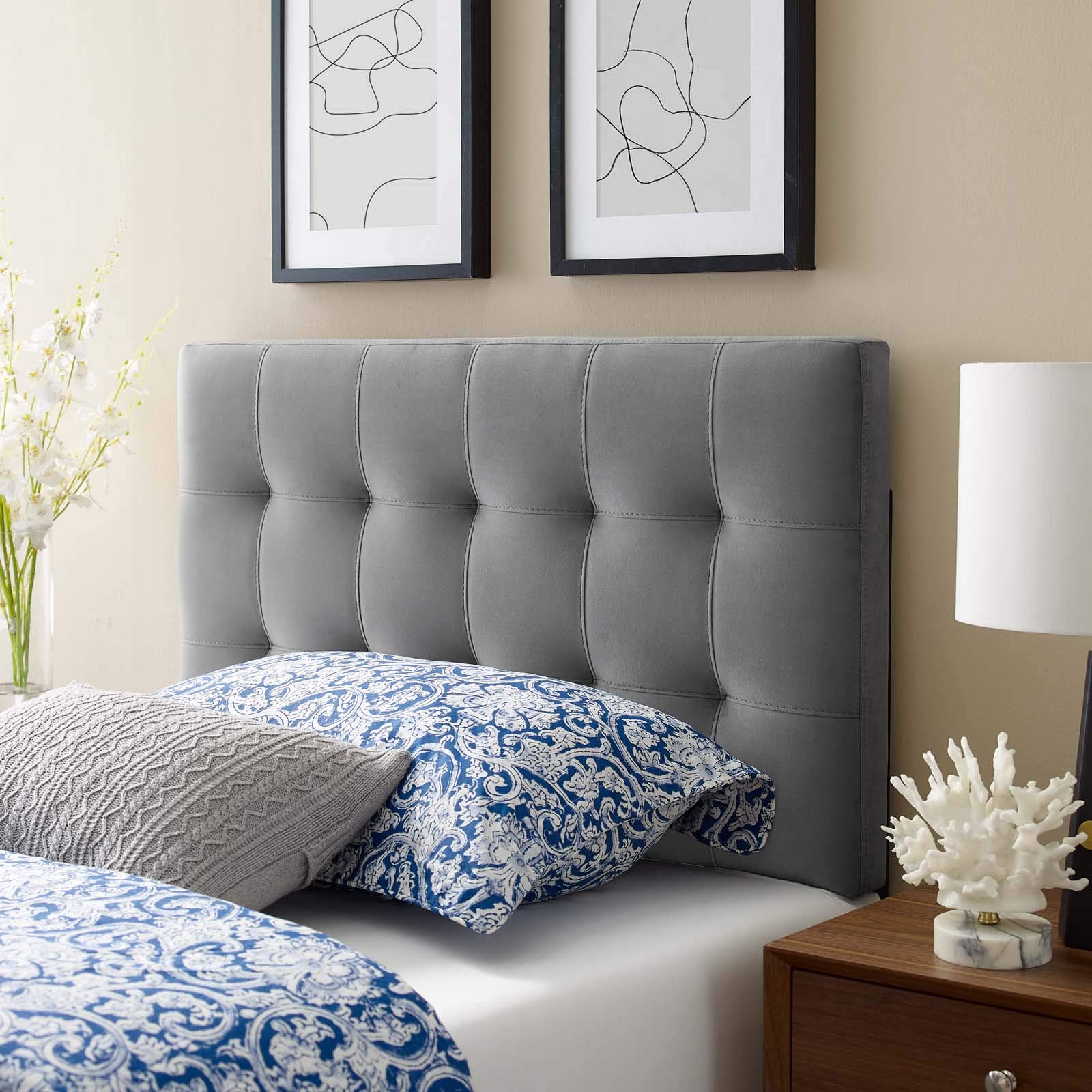 Modway Lily Biscuit Tufted Twin Performance Velvet Headboard, Pink