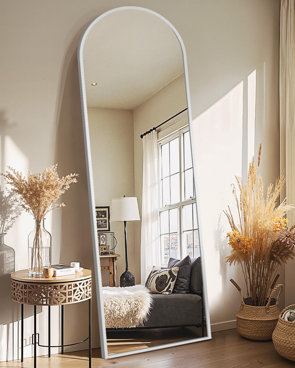 Delma Arched Mirror Full Length,Standing Mirror Full Body,Large Floor with Stand for Wall Entryway Door Bedroom Bathroom Living Room