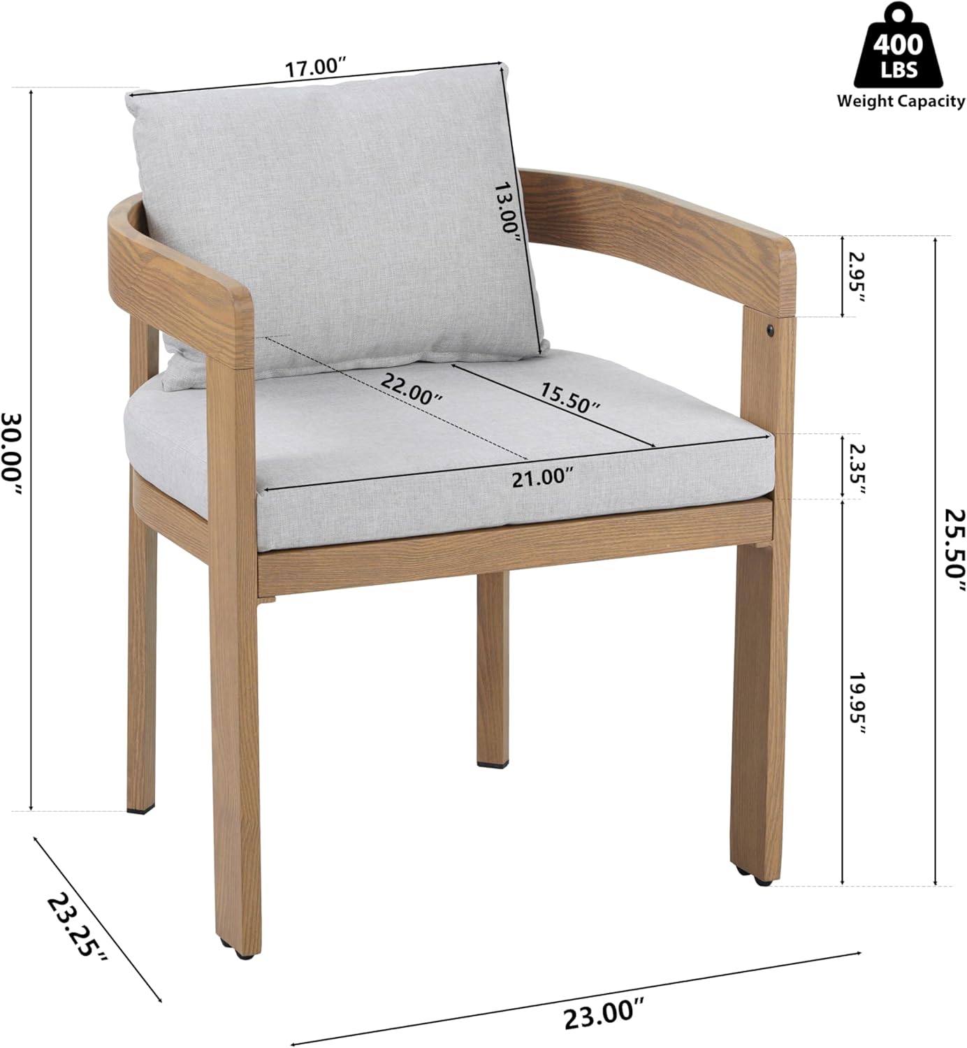 Christopher Knight Home Elko Acacia Wood Outdoor Dining Set for 6, Wooden 7 Piece Patio Dining Table Set, Outdoor Metal Dining Chair and Table Set with Cushion, Patio Furniture Set, Teak+Light Gray