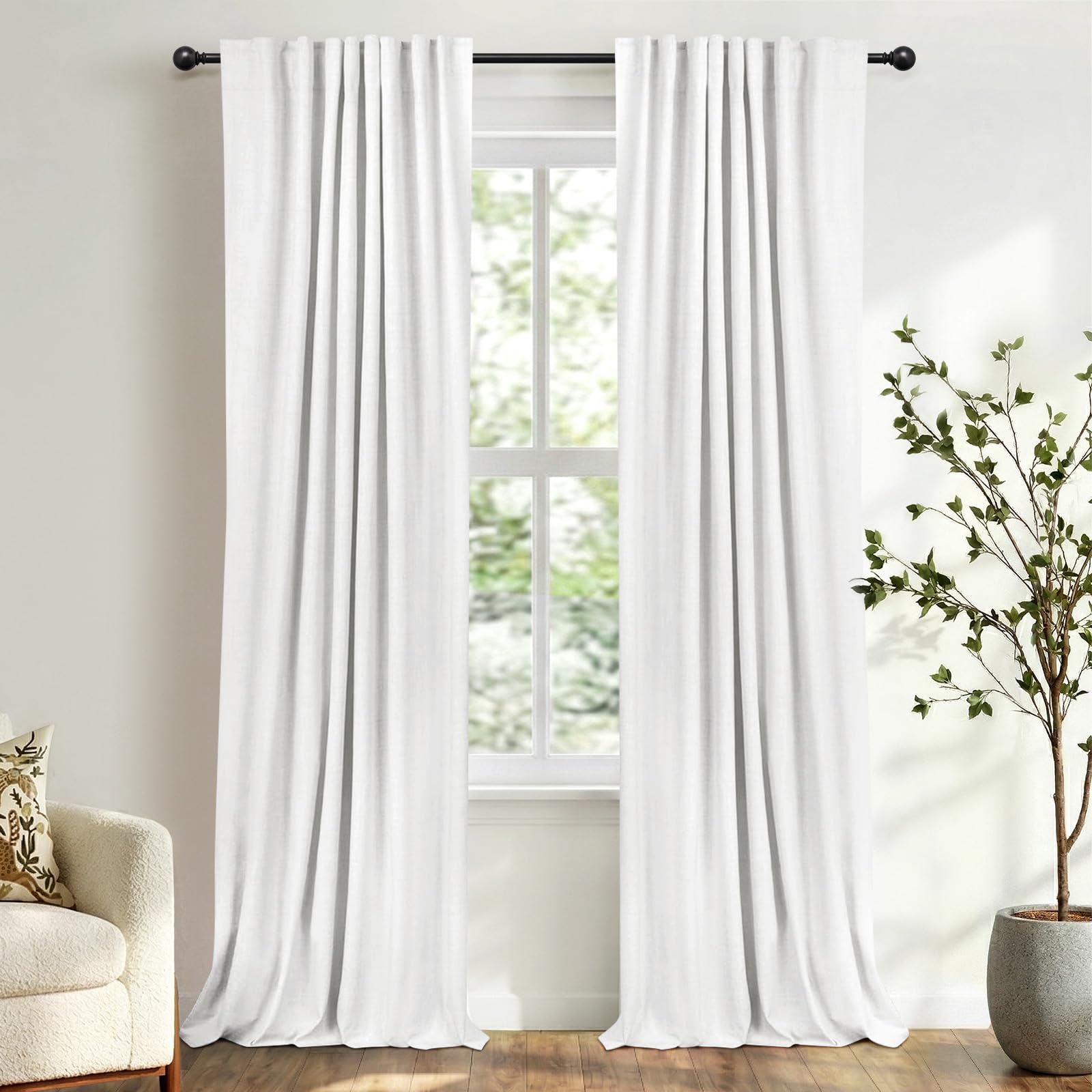 100% Blackout Shield Blackout Curtains for Bedroom 84 Inches Long, Back Tab/Rod Pocket Living Room Drapes, Thermal Insulated Blackout Curtains 2 Panels Set, 50" W x 84" L, Cream