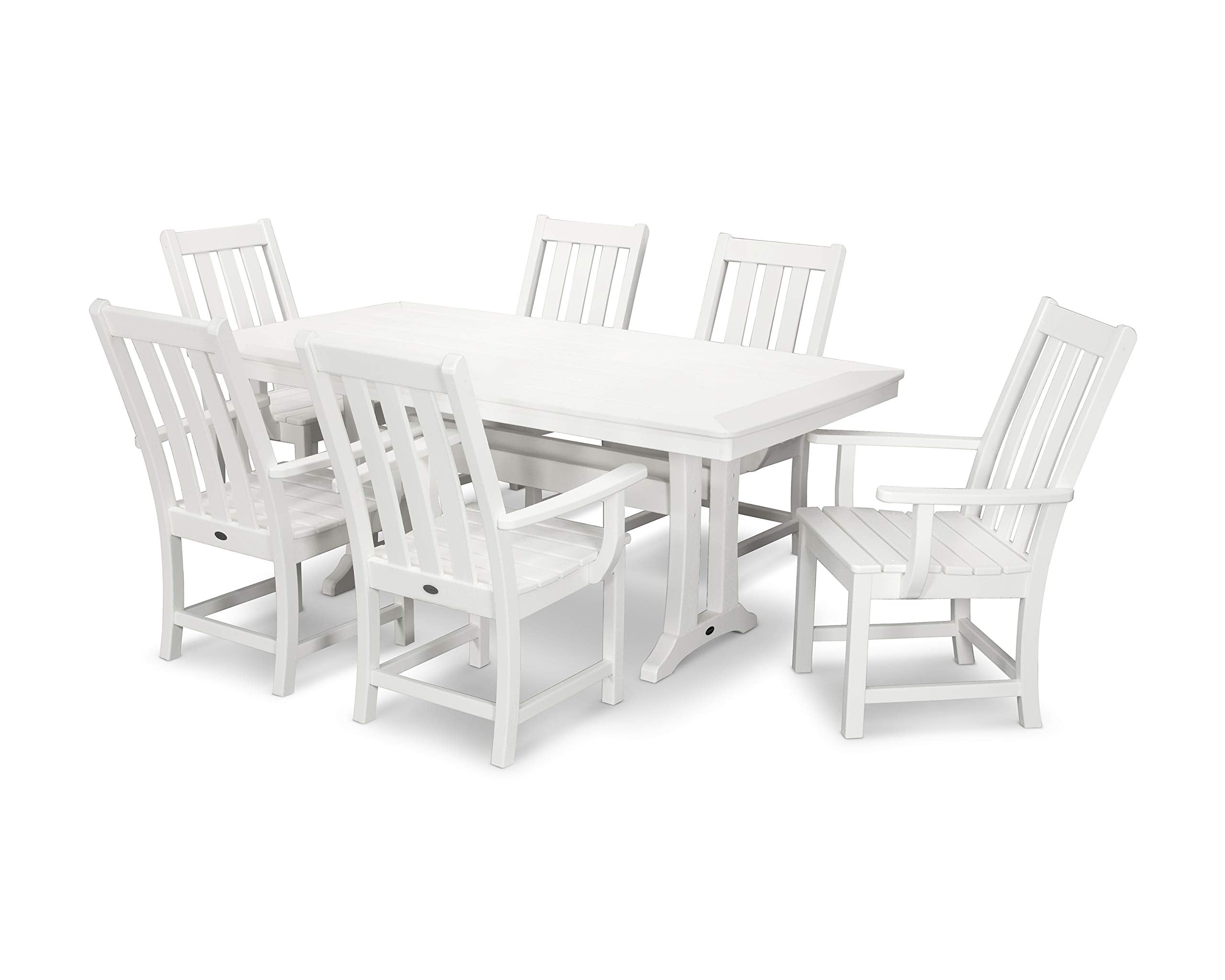 Polywood Vineyard 7-Piece Outdoor Dining Set - Slate Grey HDPE Composite Patio Furniture Set with Table and 6 Chairs for Deck, Garden, Backyard