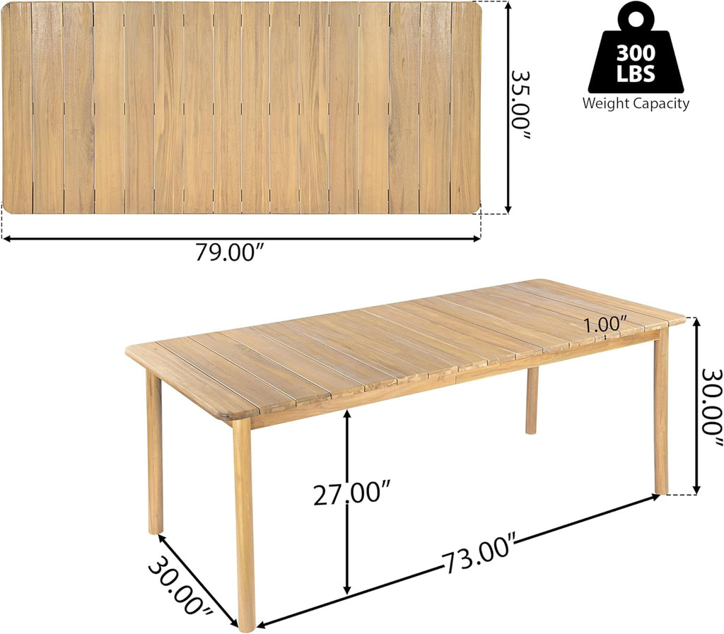 Christopher Knight Home Matera 9-Piece Acacia Wood Outdoor Dining Set for 8, Light Teak Frame with Beige Removable Cushions