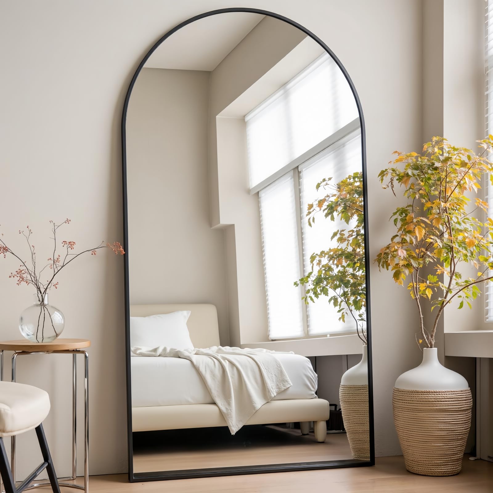 Prywot Arched Full Length Mirror, 70"x26" Free Standing Floor Mirror, Modern Full Body Mirrors with Stand, Wall Mirrors with Aluminum Alloy Frame for Bedroom,Living Room, Gold