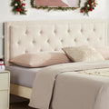 Howjoe Upholstered Queen Headboard Only, Tufted Headboard Queen Size, Solid Wood Height Adjustable Modern Head Boards with Durable Metal Legs from 37" to 51", Linen Dorm Bed Headboards Only, Beige