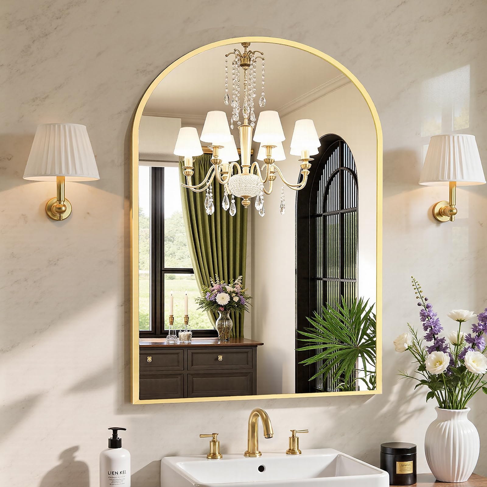 Sweetcrispy 24"x36" Arched Black Bathroom Mirrors for Wall, Bathroom Mirrors for Over Sink, Metal Framed with HD Shatter-Proof Glass for Entryway, Living Room, Bedroom, Home Decor