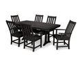 Polywood Vineyard 7-Piece Outdoor Dining Set - Slate Grey HDPE Composite Patio Furniture Set with Table and 6 Chairs for Deck, Garden, Backyard