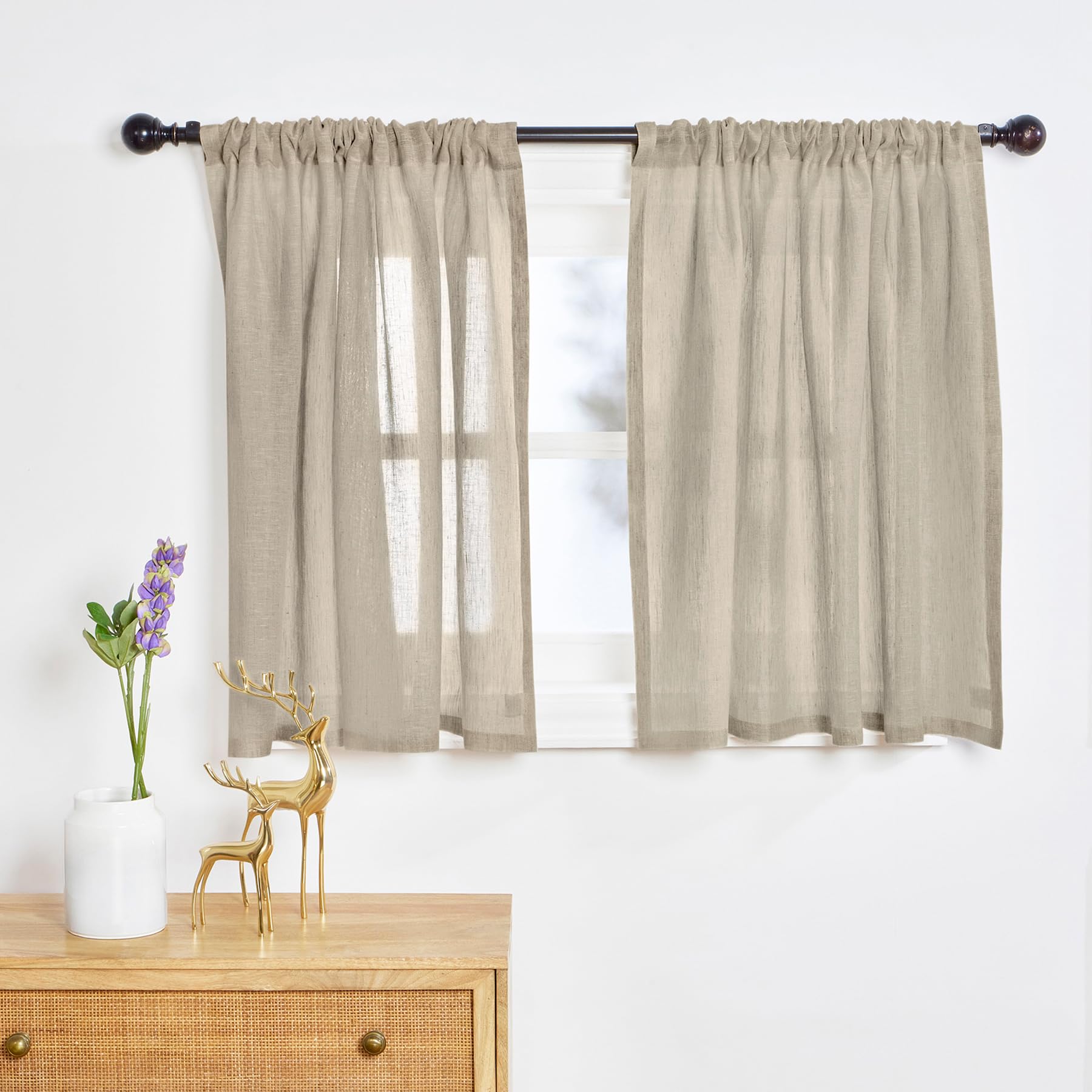 Solino Home Light Natural Linen Sheer Curtain 84 Inch - 100% Pure Linen European Flax Window Treatment Panel 52 x 84 Inch - Light Filtering Rod Pocket Curtain for Living Room, Bedroom - 1 Panel