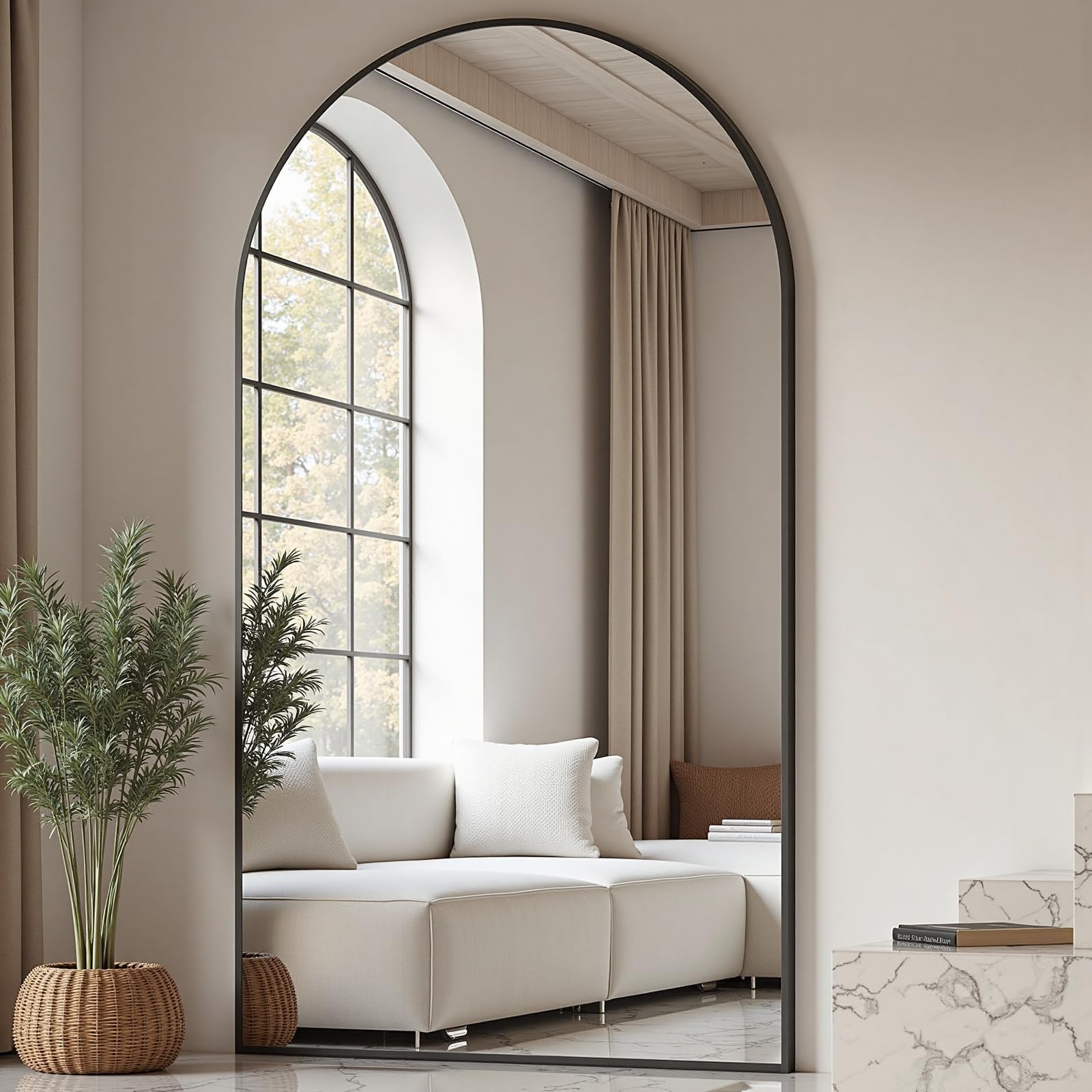 Prywot Arched Full Length Mirror, 70"x26" Free Standing Floor Mirror, Modern Full Body Mirrors with Stand, Wall Mirrors with Aluminum Alloy Frame for Bedroom,Living Room, Gold