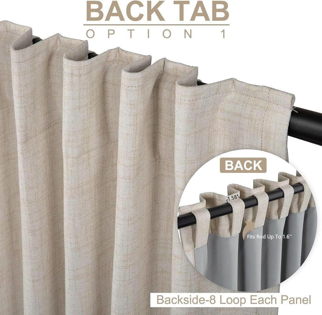 100% Blackout Shield Blackout Curtains for Bedroom 84 Inches Long, Back Tab/Rod Pocket Living Room Drapes, Thermal Insulated Blackout Curtains 2 Panels Set, 50" W x 84" L, Cream