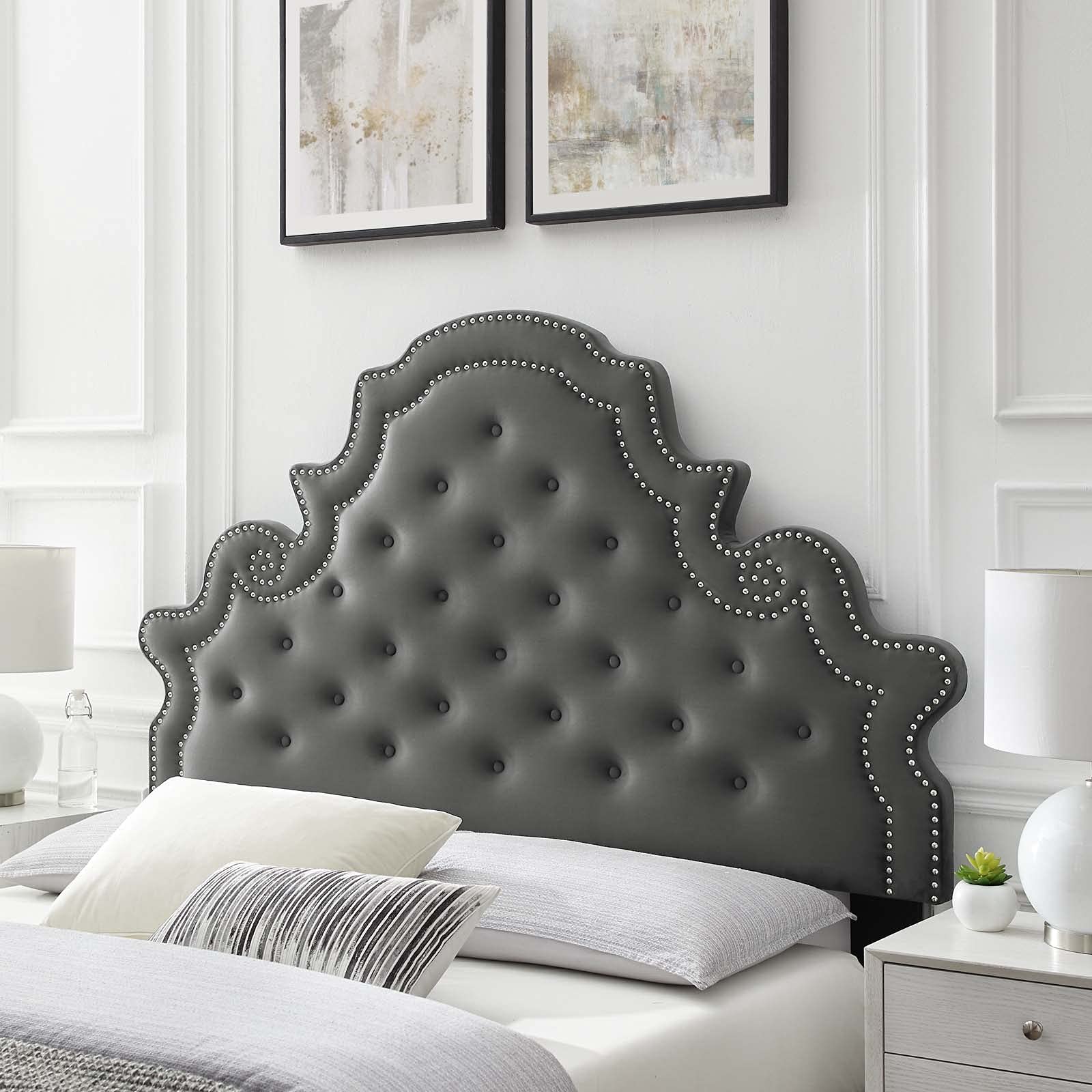 Modway Diana Tufted Performance Velvet Full/Queen Headboard in White