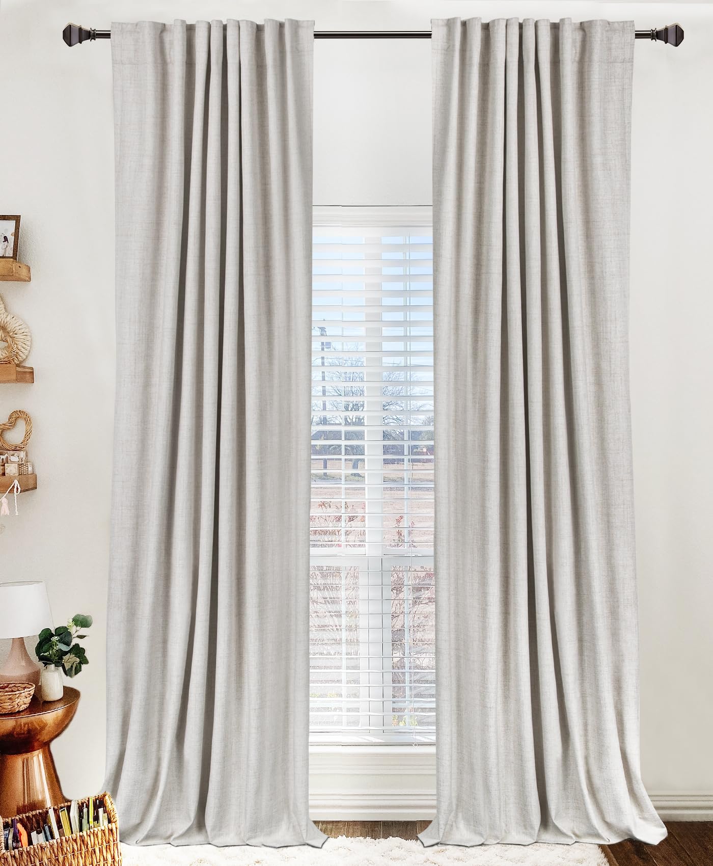 100% Blackout Shield Blackout Curtains for Bedroom 84 Inches Long, Back Tab/Rod Pocket Living Room Drapes, Thermal Insulated Blackout Curtains 2 Panels Set, 50" W x 84" L, Cream
