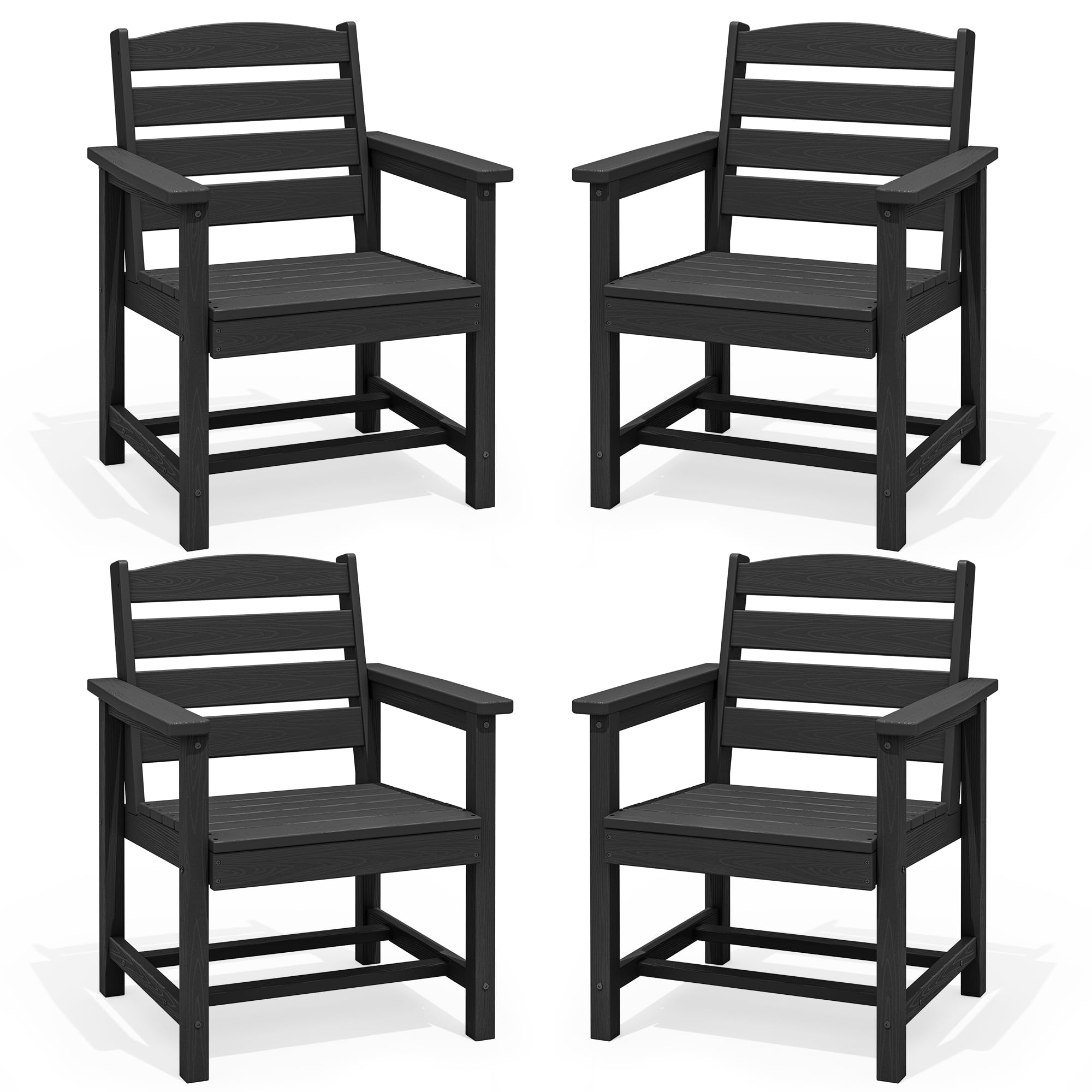 SERWALL 9 Piece Outdoor Dining Set, 84" HDPE Large Patio Dining Furniture Set for 8, with Pre-drilled Umbrella Hole, Outdoor Tables and Chairs Set for Garden, Brown