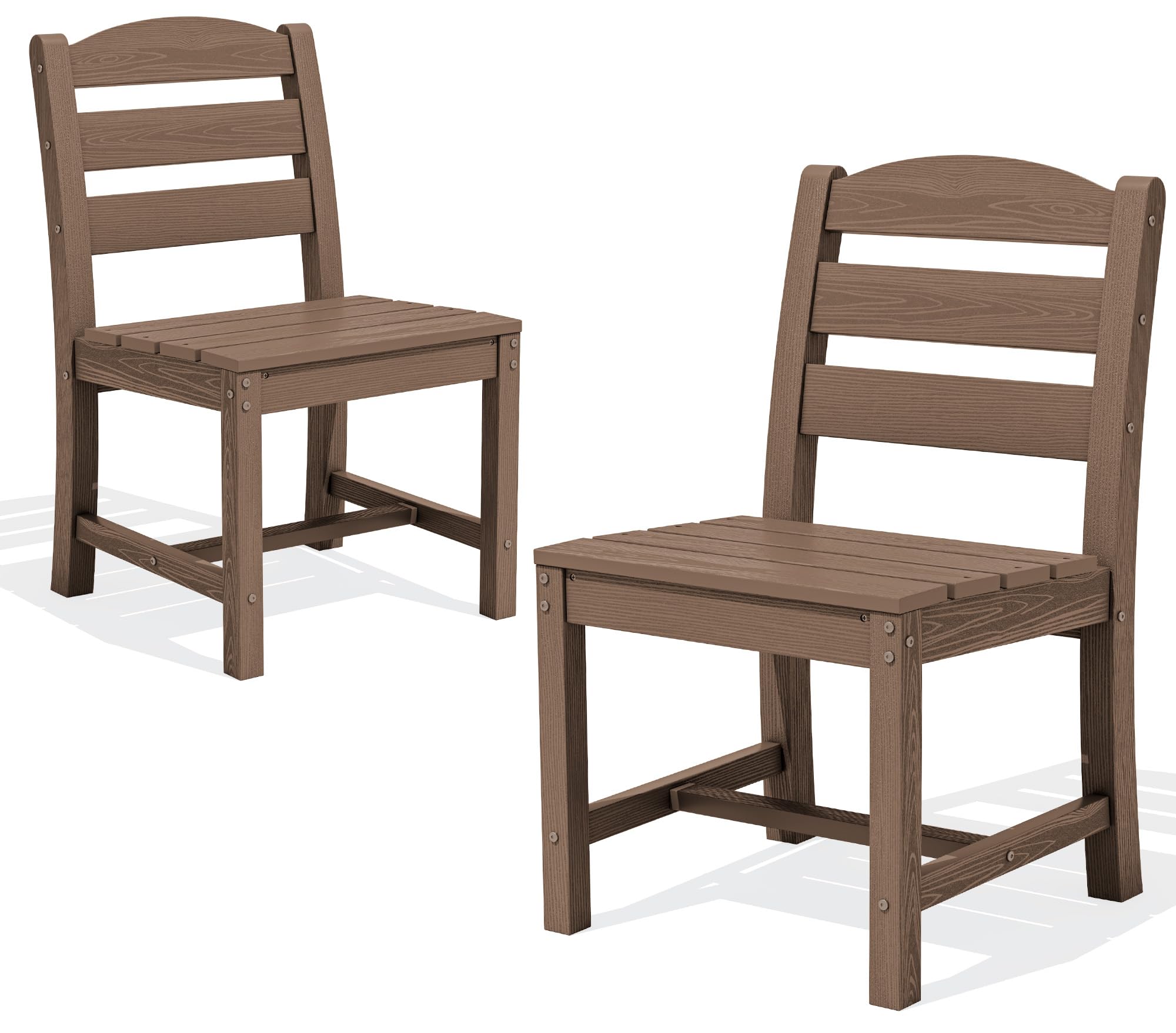 SERWALL 9 Piece Outdoor Dining Set, 84" HDPE Large Patio Dining Furniture Set for 8, with Pre-drilled Umbrella Hole, Outdoor Tables and Chairs Set for Garden, Brown