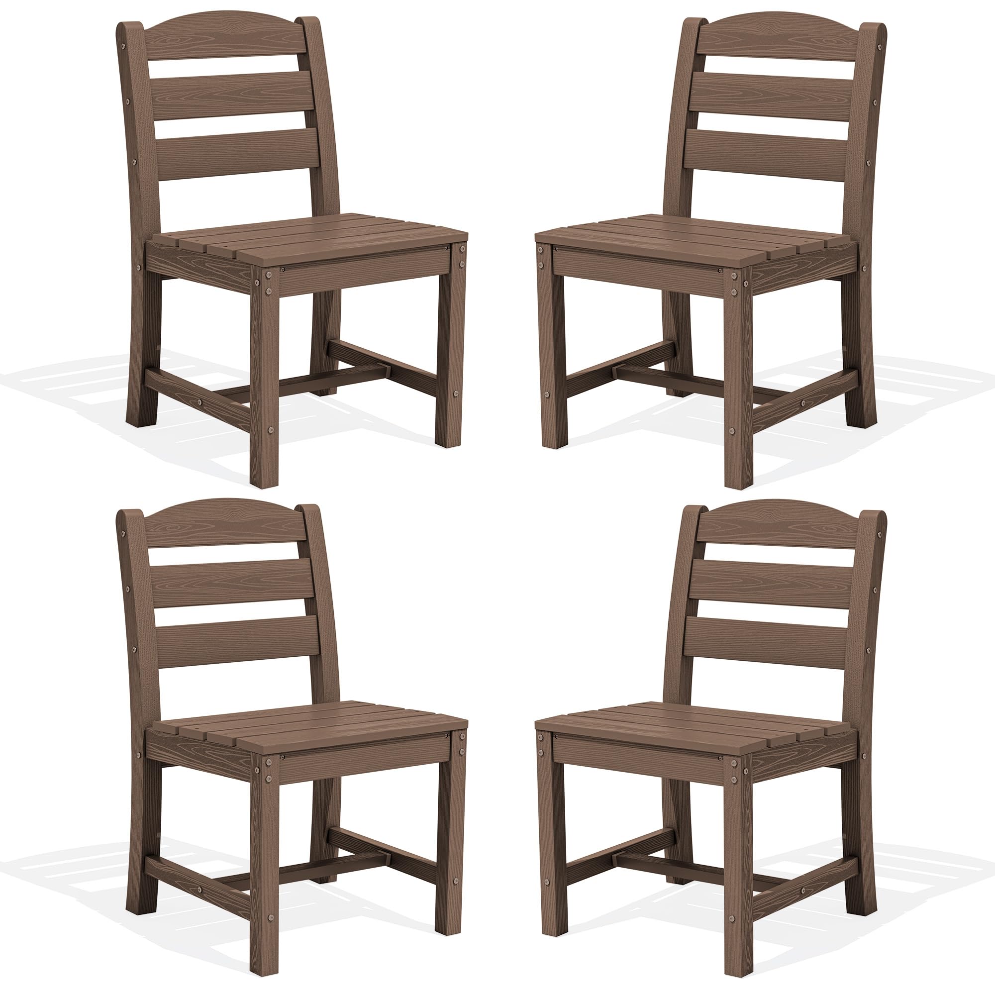 SERWALL 9 Piece Outdoor Dining Set, 84" HDPE Large Patio Dining Furniture Set for 8, with Pre-drilled Umbrella Hole, Outdoor Tables and Chairs Set for Garden, Brown