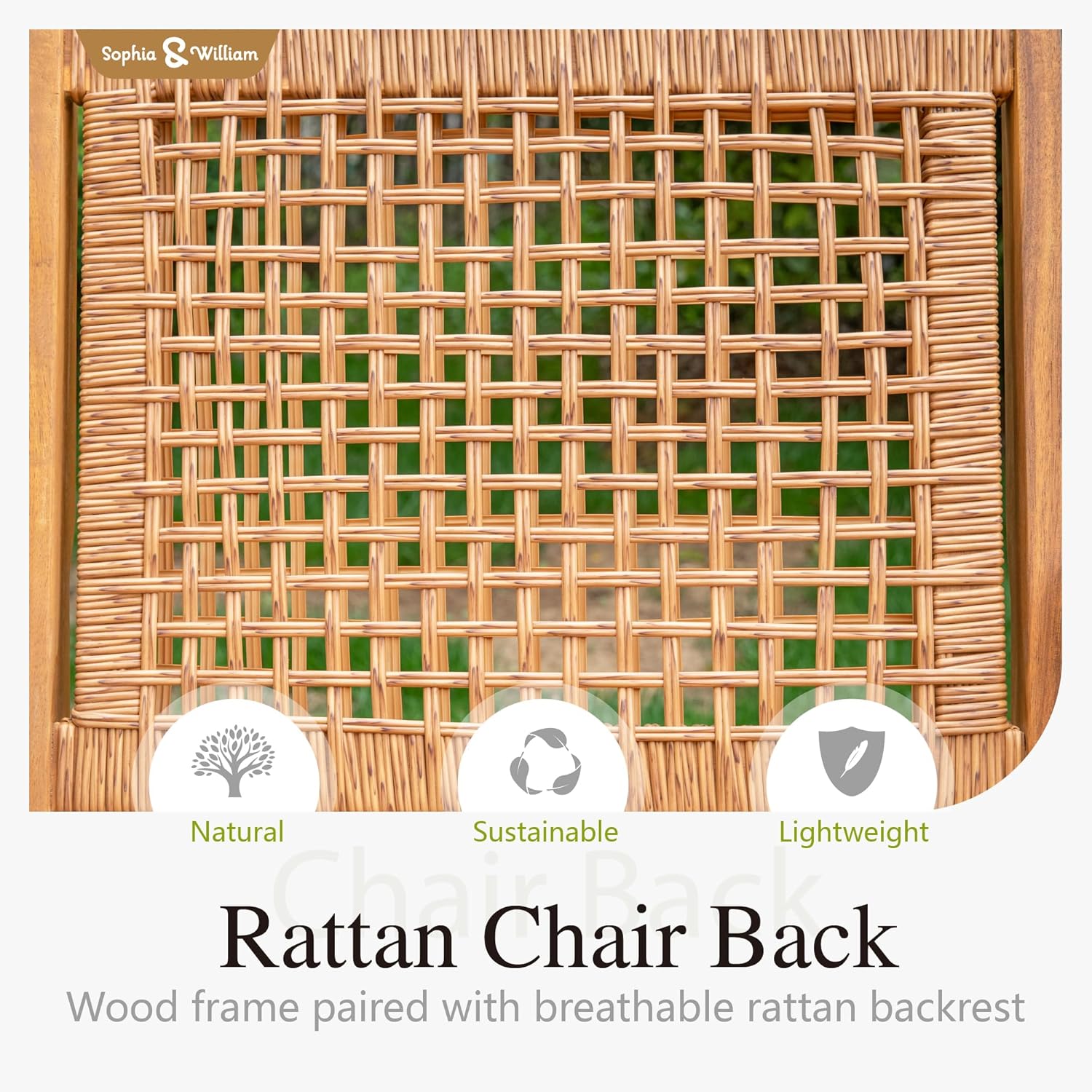 Sophia & William Outdoor Dining Set, Patio Furniture Set with Table and Chairs Set Wooden, Rattan Furniture Set of 8 Chairs and 1 Acacia Wood Rectangular Table for Yard, Garden, Porch and Poolside