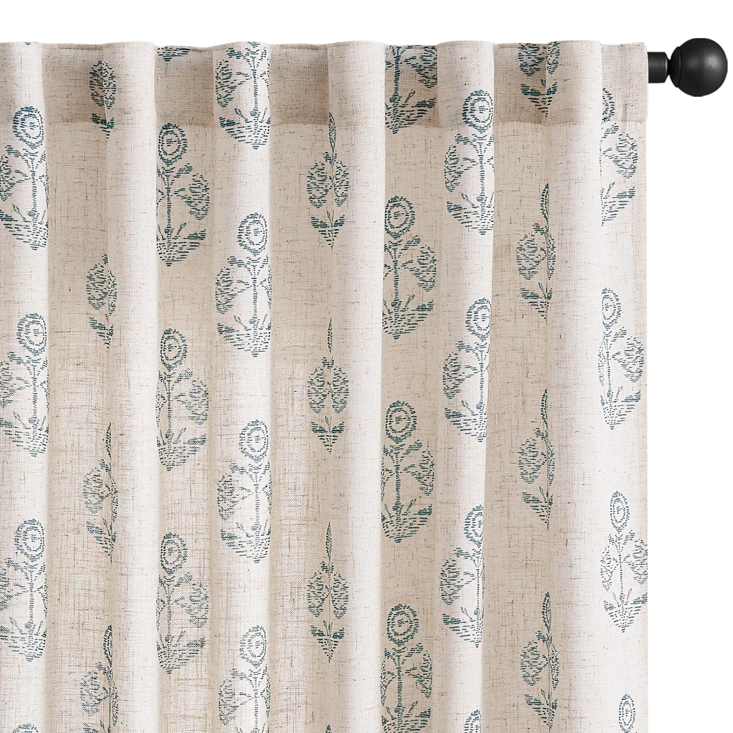 jinchan Linen Floral Curtains for Living Room with Printed Flower 84 Inches Long Light Filtering French Country Back Tab Rod Pocket Taupe Window Curtain Set Farmhouse Drapes 2 Panels Taupe