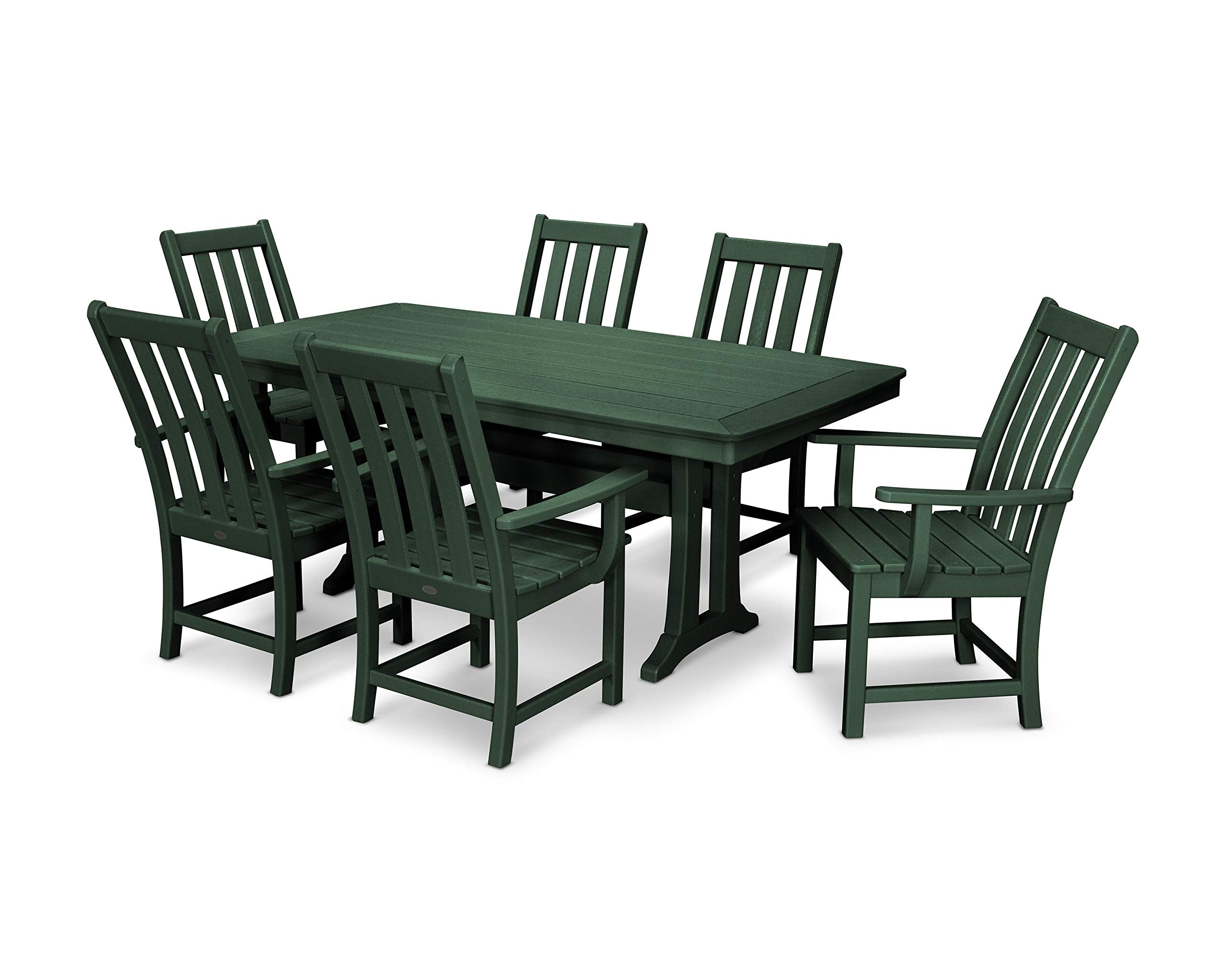 Polywood Vineyard 7-Piece Outdoor Dining Set - Slate Grey HDPE Composite Patio Furniture Set with Table and 6 Chairs for Deck, Garden, Backyard