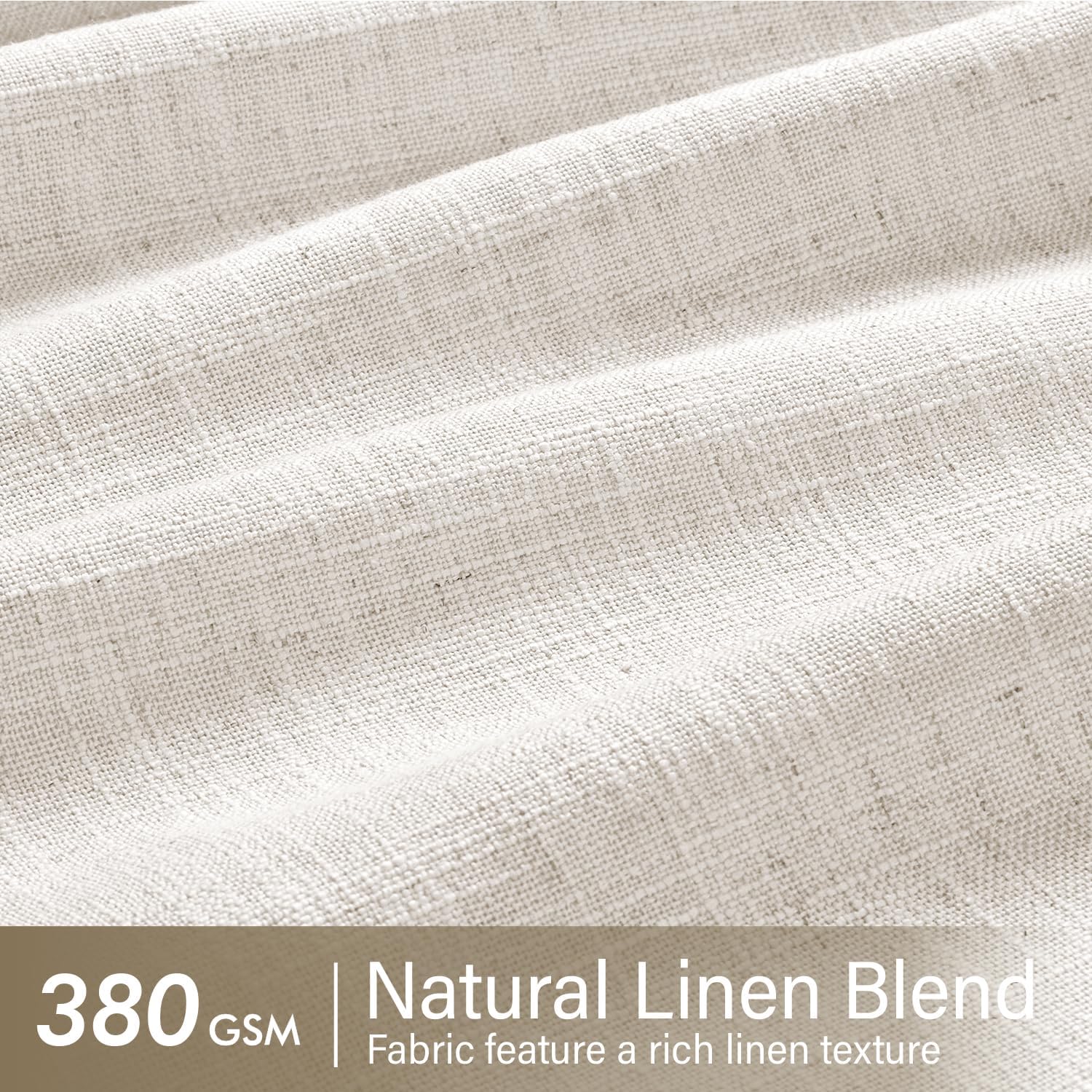 MIULEE Pinch Pleated Thick Linen Curtains 96 Inches Long 2 Panels for Living Room Bedroom, Memory Trained Pleat Drapes Light Filtering Natural Birch Semi Sheer Window Curtains Hooks Rings Back Tab