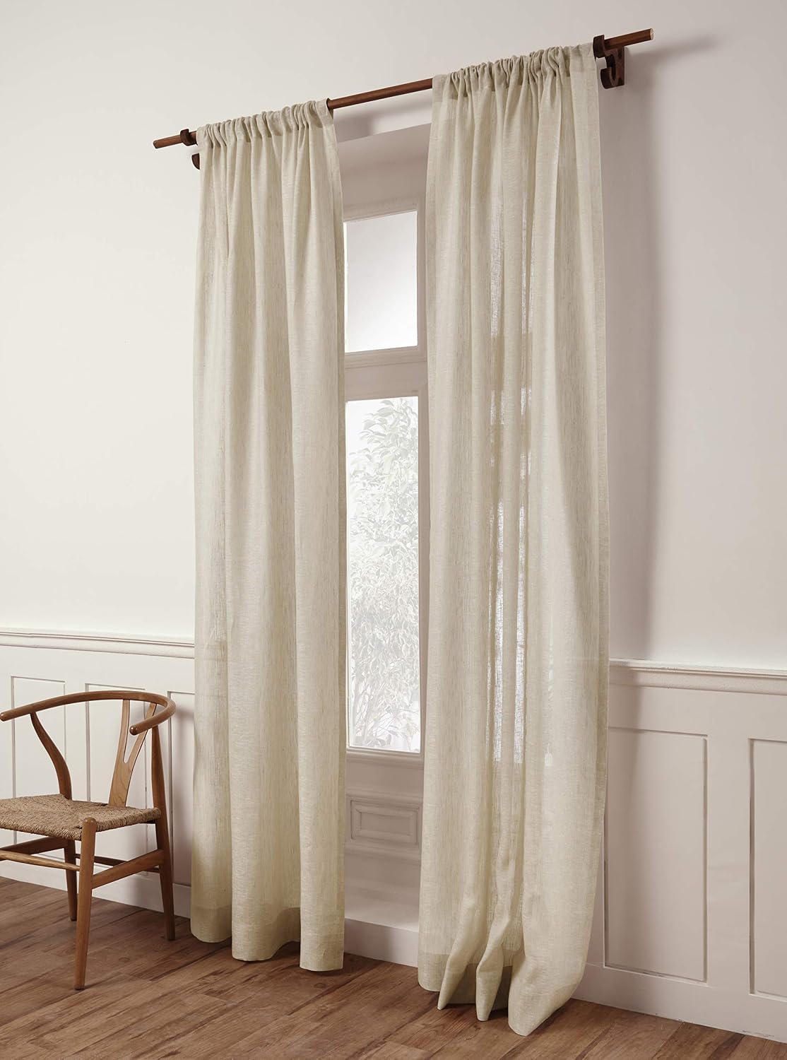 Solino Home Light Natural Linen Sheer Curtain 84 Inch - 100% Pure Linen European Flax Window Treatment Panel 52 x 84 Inch - Light Filtering Rod Pocket Curtain for Living Room, Bedroom - 1 Panel