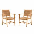 Sophia & William Outdoor Dining Set, Patio Furniture Set with Table and Chairs Set Wooden, Rattan Furniture Set of 8 Chairs and 1 Acacia Wood Rectangular Table for Yard, Garden, Porch and Poolside
