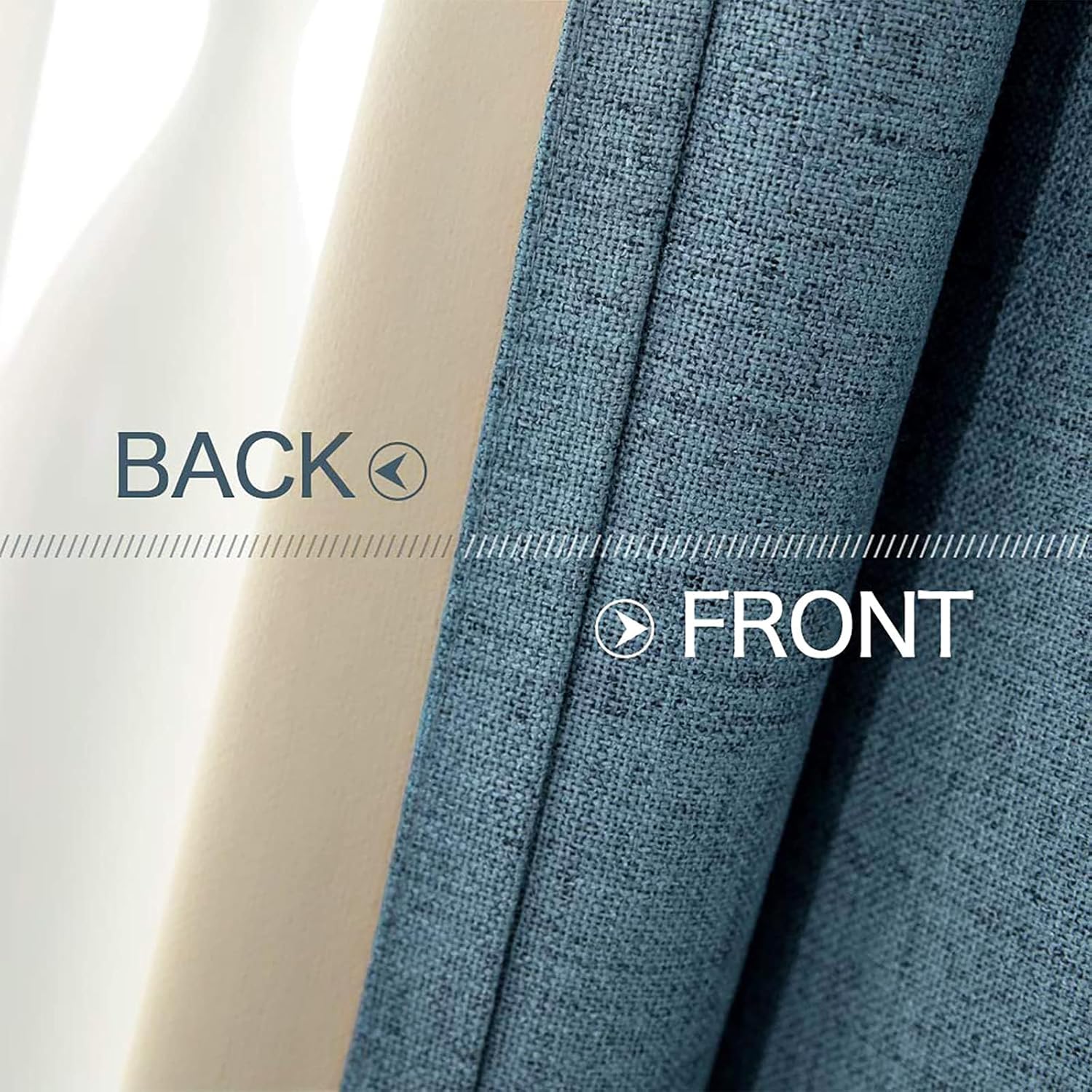 MIULEE Linen Texture Curtains for Bedroom Solid 100% Blackout Thermal Insulated Dusty Blue Curtains Grommet Room Darkening Drapes Luxury Decor for Living Room Nursery 52x84 Inch (2 Panels)