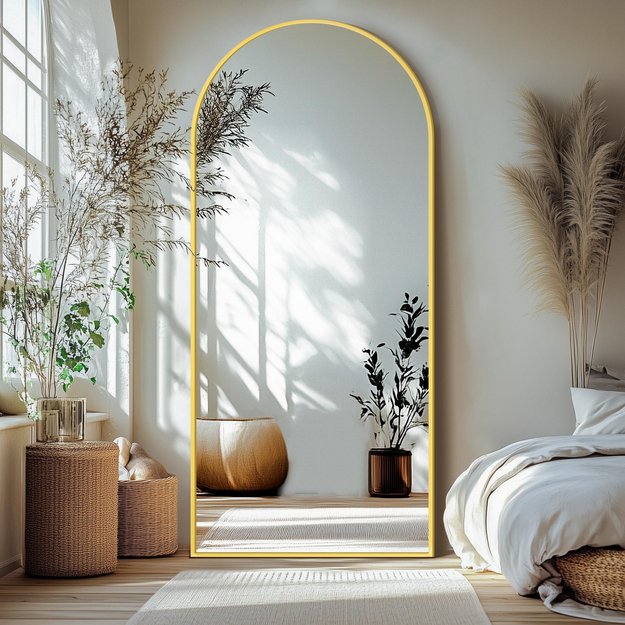 Delma Arched Mirror Full Length,Standing Mirror Full Body,Large Floor with Stand for Wall Entryway Door Bedroom Bathroom Living Room