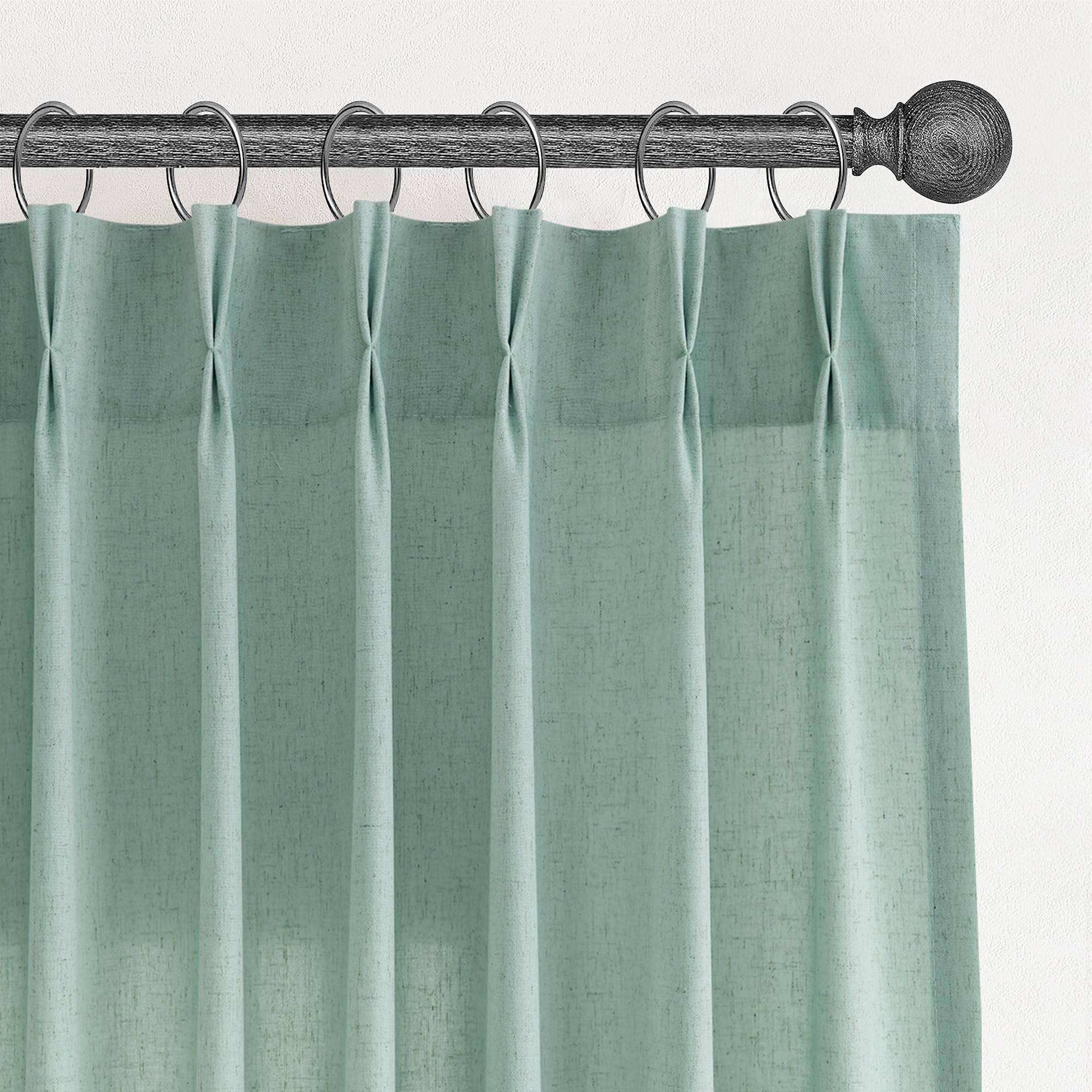 Extra Long Linen Curtains 108 Inch for Living Room Cream Pinch Pleated 9 FT Drapes Semi Sheer Ceiling to Floor Curtain for Bedroom Back Tab Flax Neutral Boho Decor Window, Natural Beige Ivory 2 Panels