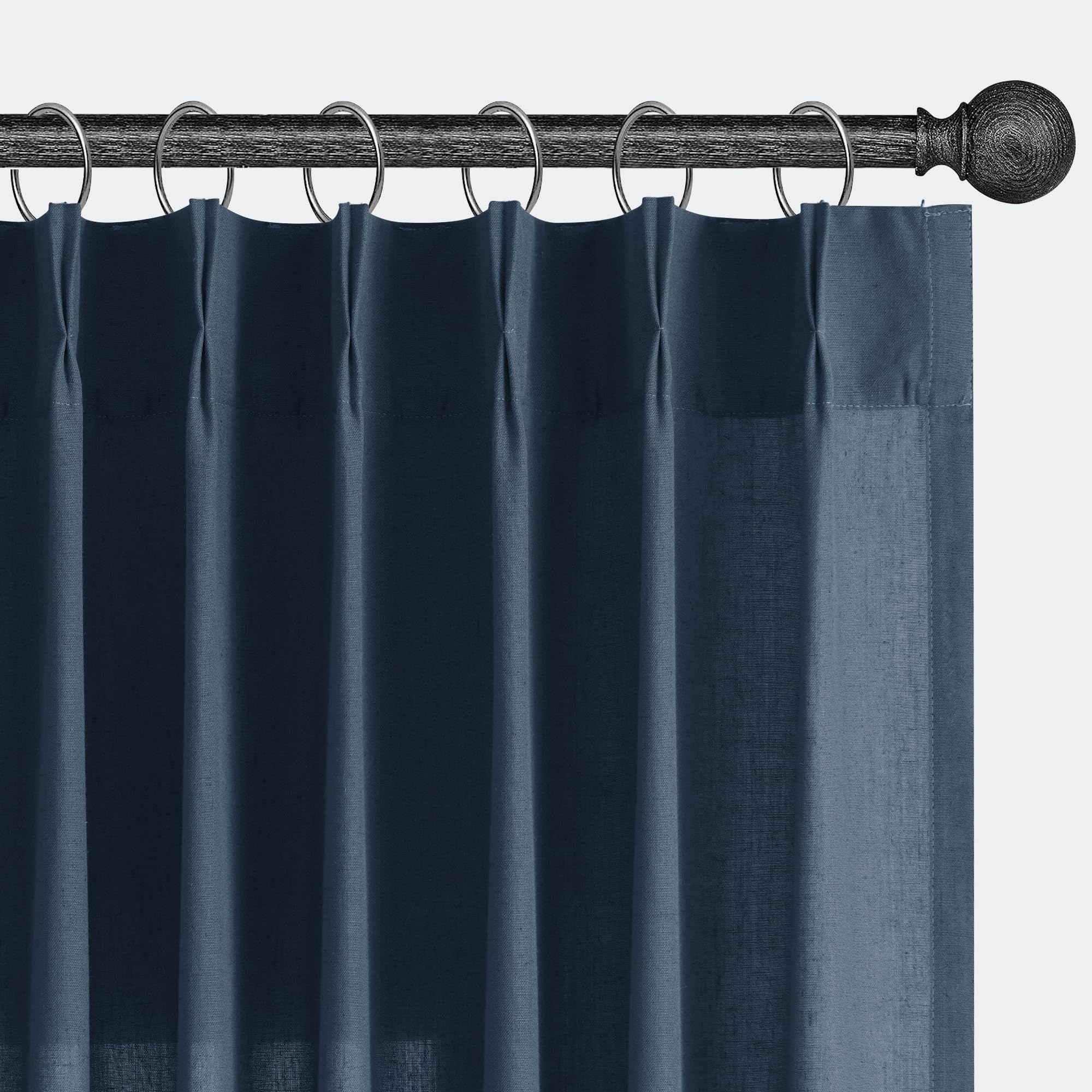 Extra Long Linen Curtains 108 Inch for Living Room Cream Pinch Pleated 9 FT Drapes Semi Sheer Ceiling to Floor Curtain for Bedroom Back Tab Flax Neutral Boho Decor Window, Natural Beige Ivory 2 Panels
