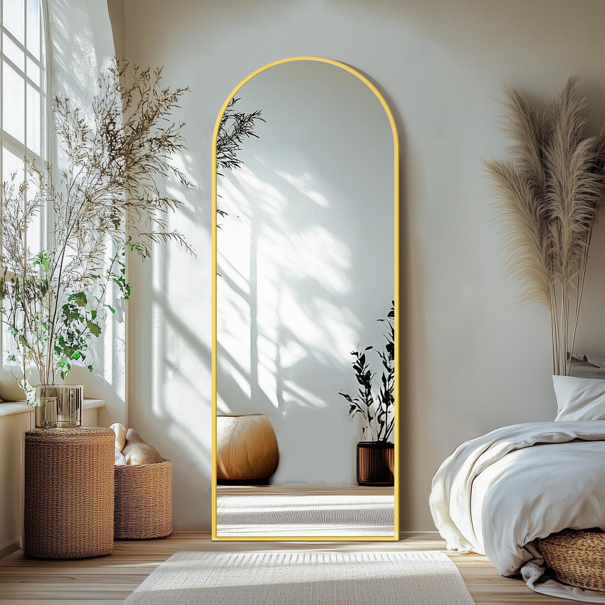 Delma Arched Mirror Full Length,Standing Mirror Full Body,Large Floor with Stand for Wall Entryway Door Bedroom Bathroom Living Room