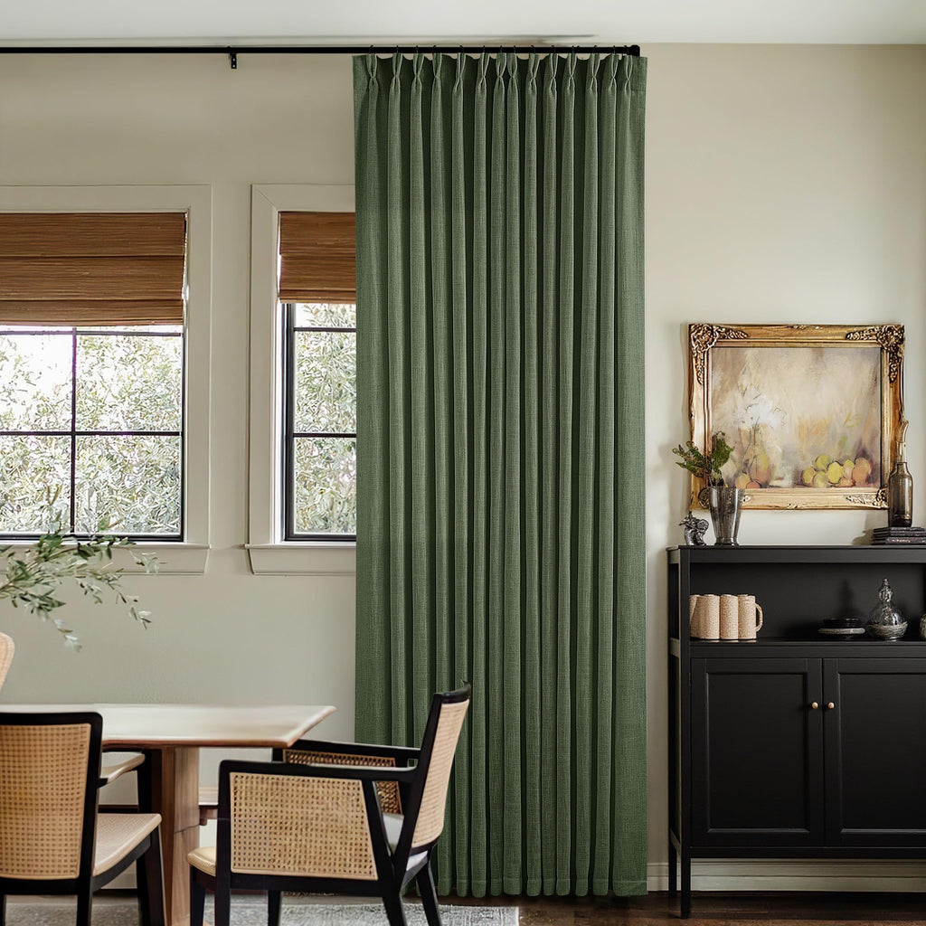 Pinch Pleated Linen Curtains 108 Inches Long for Living Room 2 Panels Set Cream Ivory Flax Double Pleated Drapes Back Tab Neutral Boho Ceiling Floor 108 Inch Window Curtains Bedroom Natural Birch